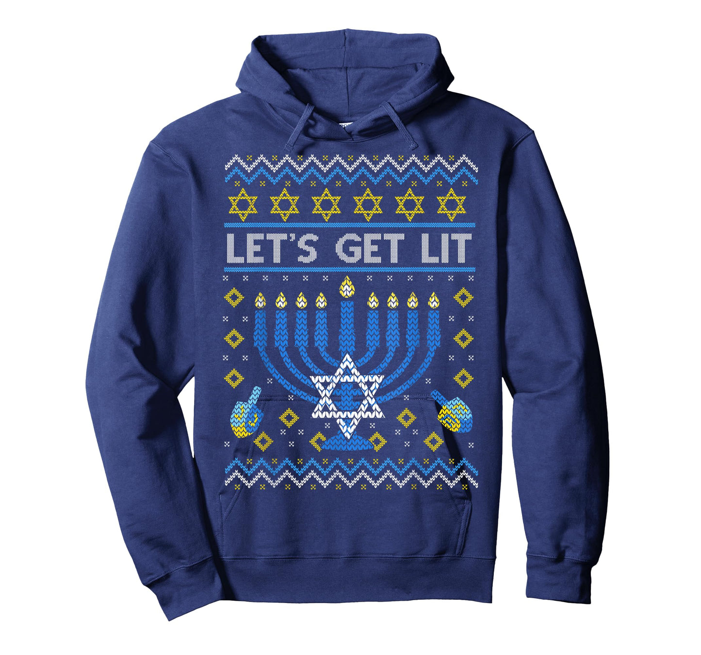 Let's Get Lit Funny Jewish Holiday Chanukah Ugly Hanukkah T-Shirt