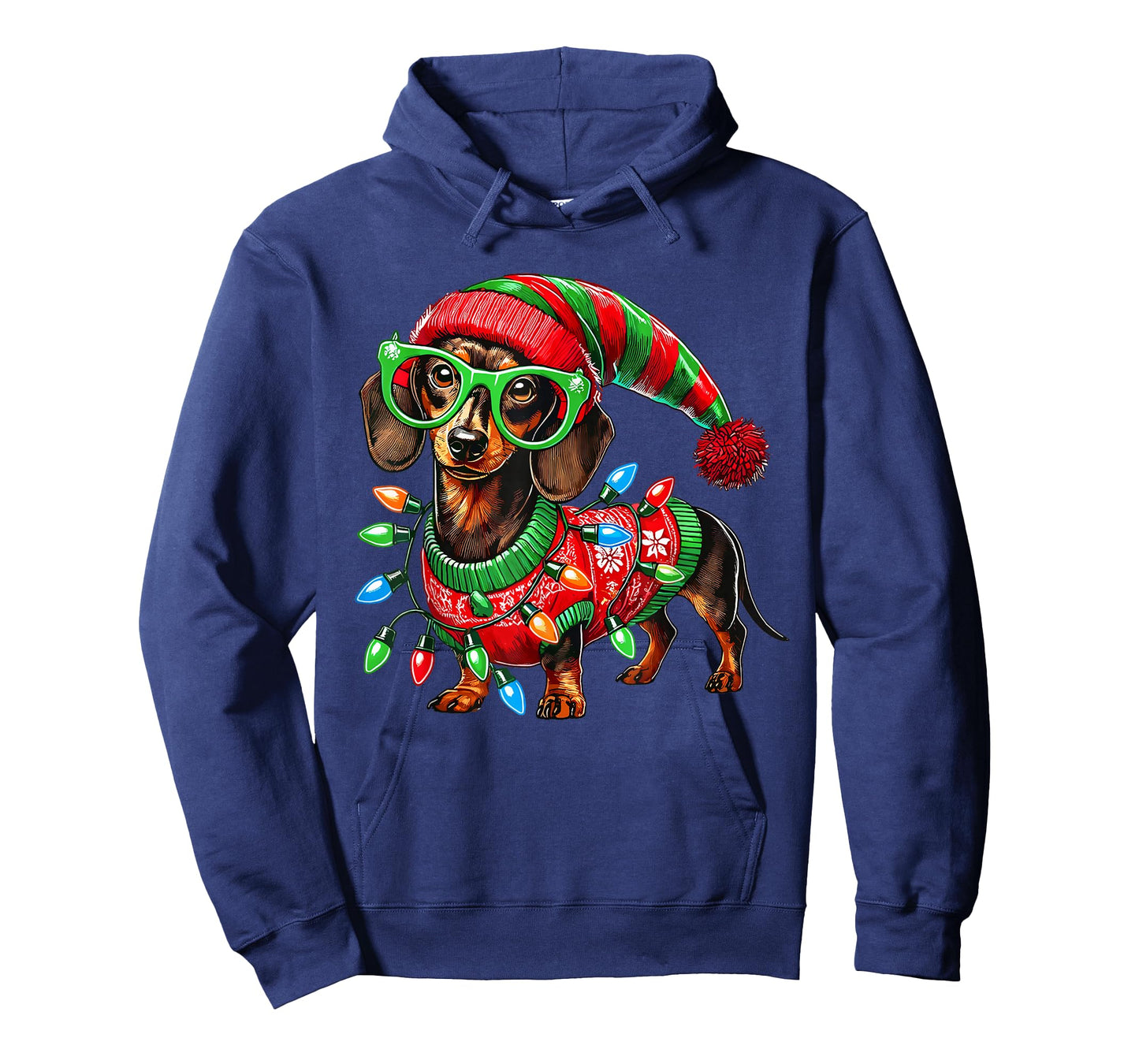 Christmas Dachshund Dog Elf Costume Xmas Light Holiday T-Shirt