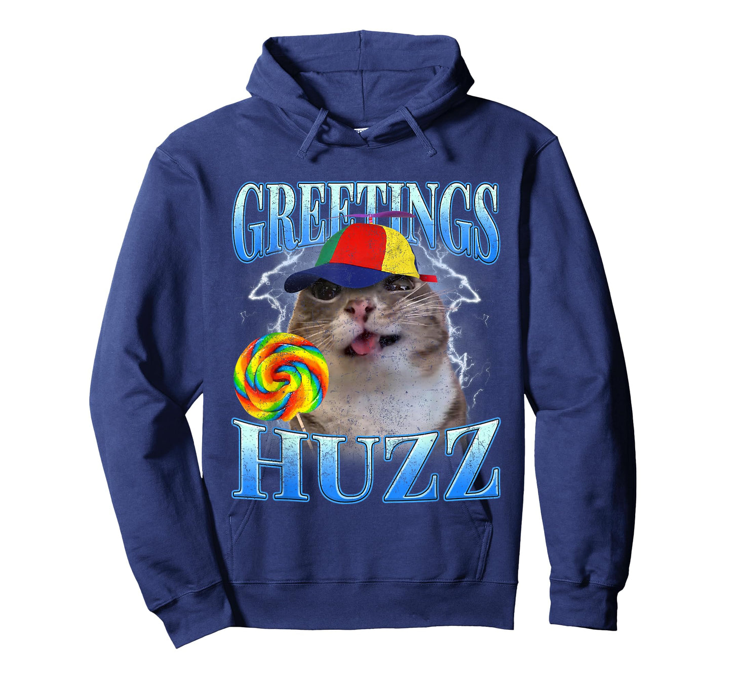 Lollipop Cat Meme Greetings Huzz Retro Y2K Graphic Humor T-Shirt