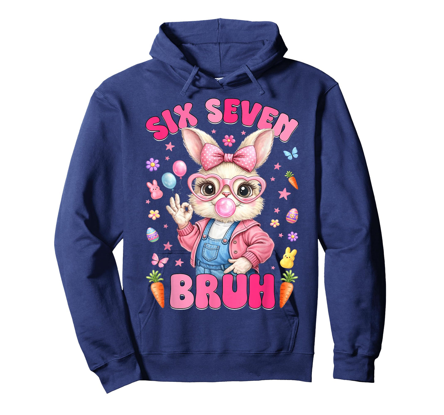 67 Six Seven Bruh Cute Bunny Rabbit Face Easter Day Girl Kid T-Shirt