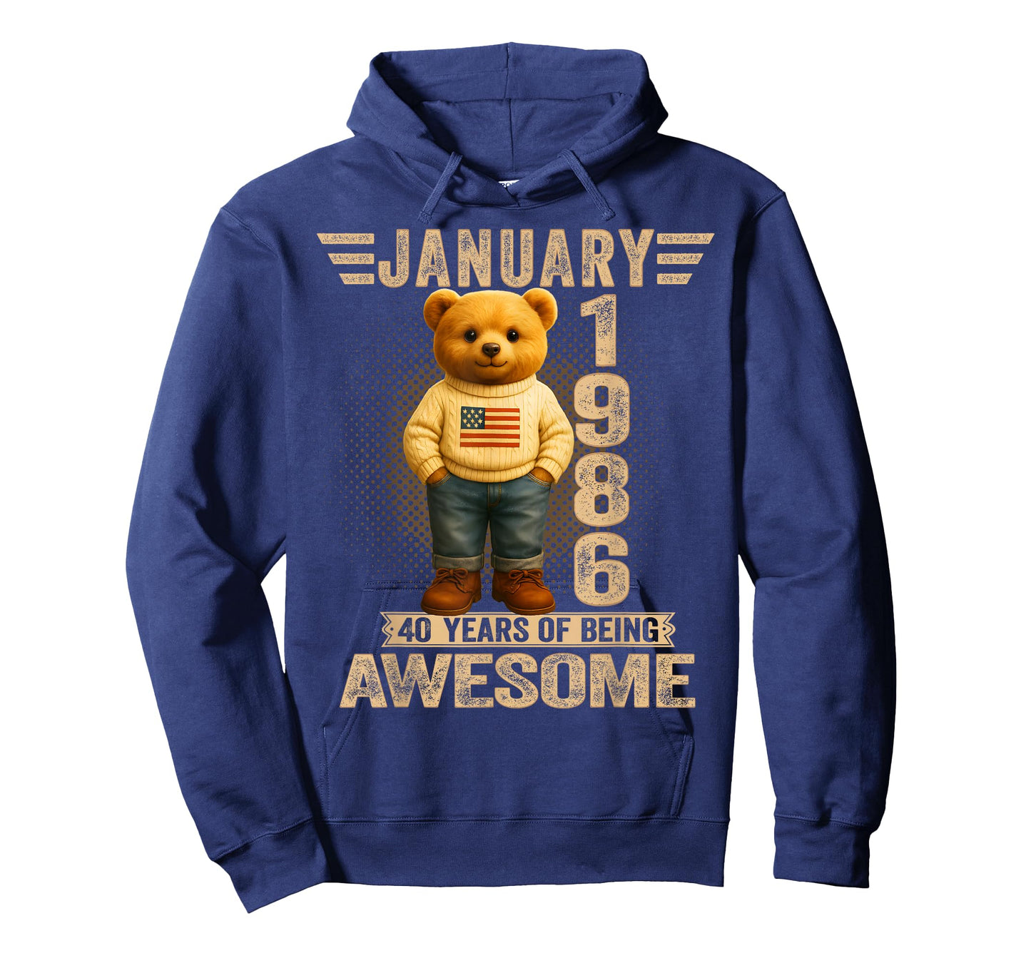 40 Year Old January 1986 Teddy Bear 40th Birthday Men Women T-Shirt