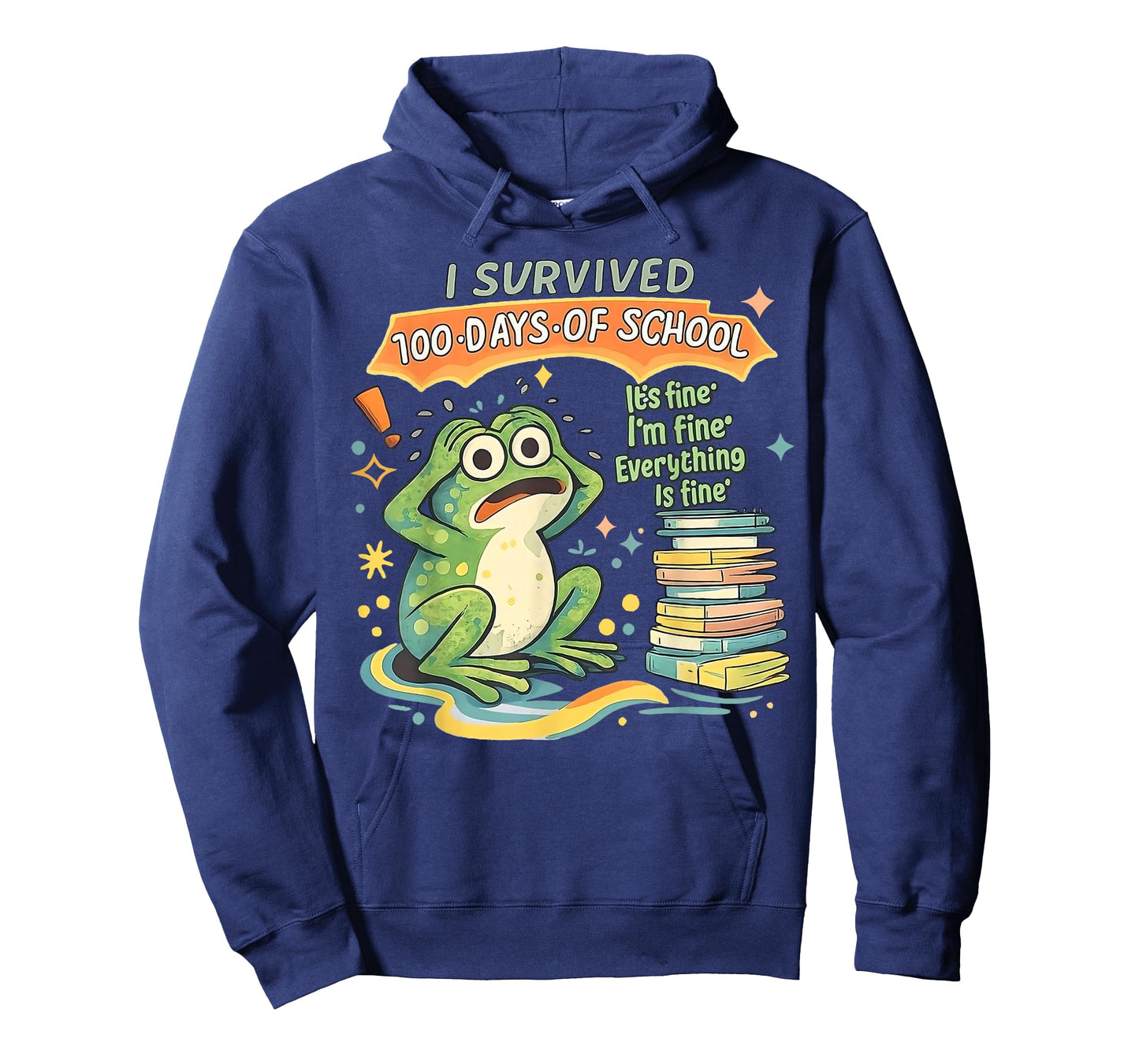 I Survived 100 Days of School Its Fine 100th Day Frog Meme T-Shirt