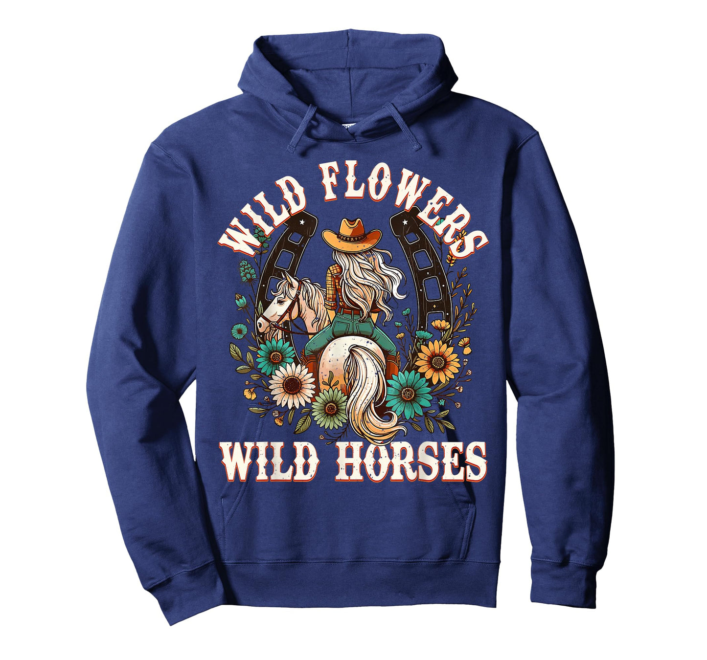 Retro Southern Sunset Cowgirl Wild Flowers - Wild Horses T-Shirt