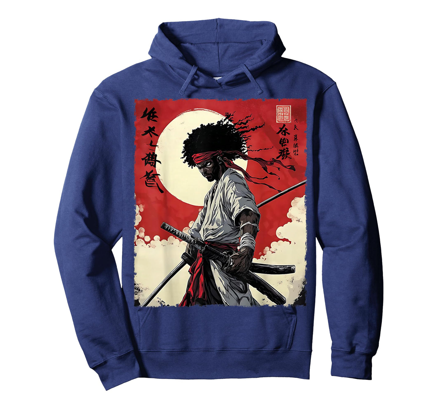 Afro American Samurai Anime Cartoon Japanese Bushido Warrior T-Shirt