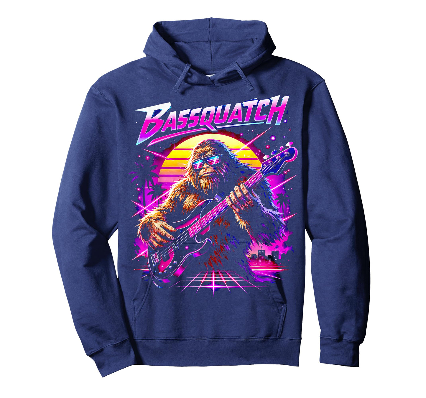 Bassquatch, Synthwave Bigfoot Bass Guitar Sasquatch T-Shirt
