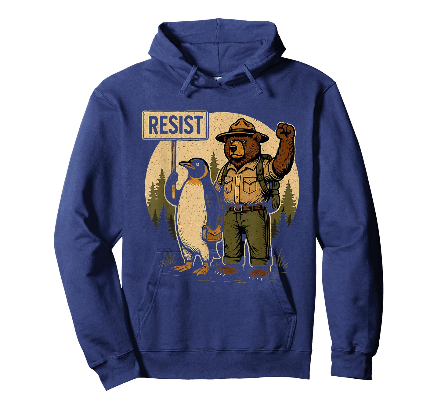 Funny Resist Forest Bear and Penguin Protest Against Tariffs T-Shirt