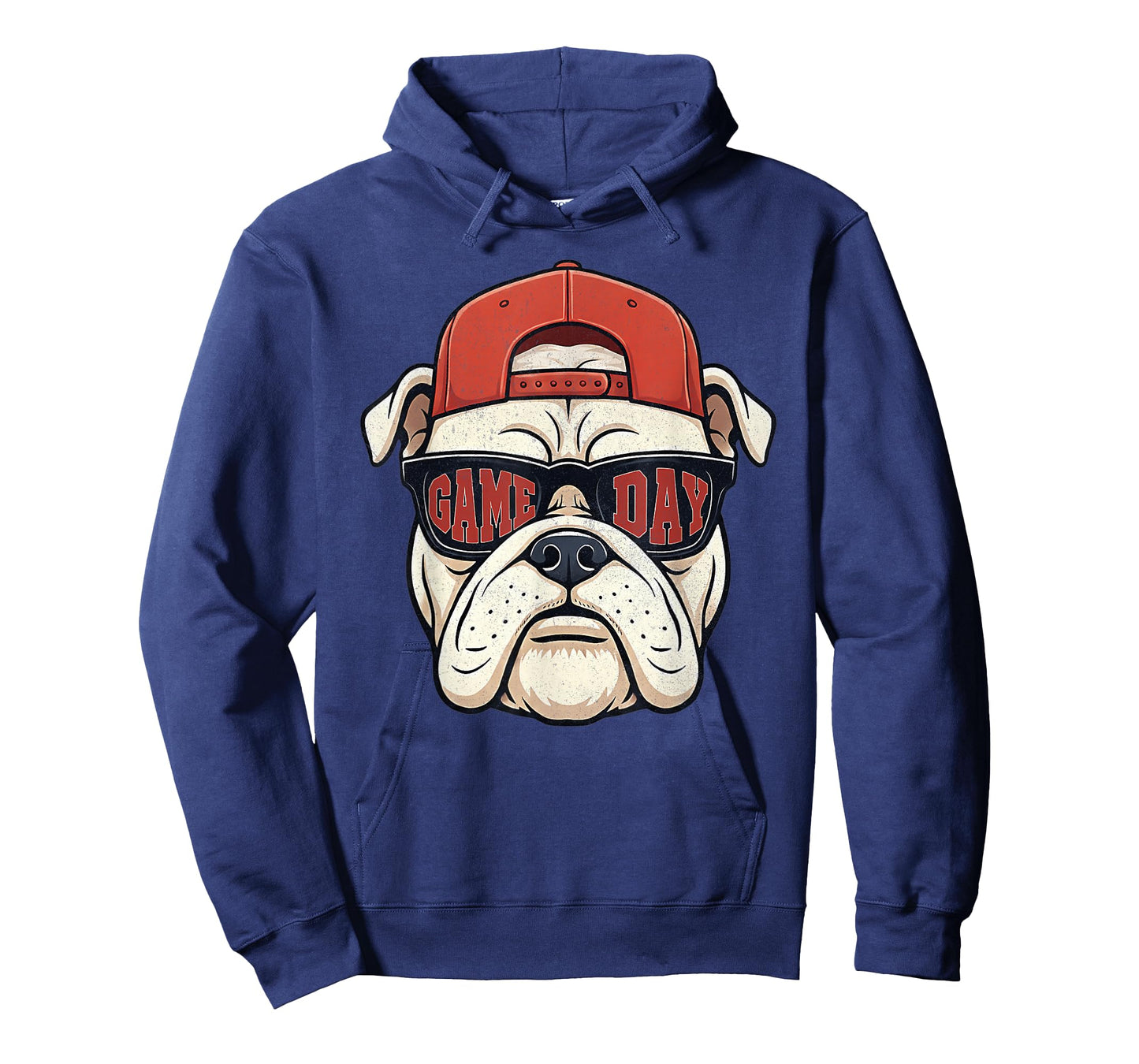 Bulldog Animal Graphic with Cap and Sunglasses T-Shirt