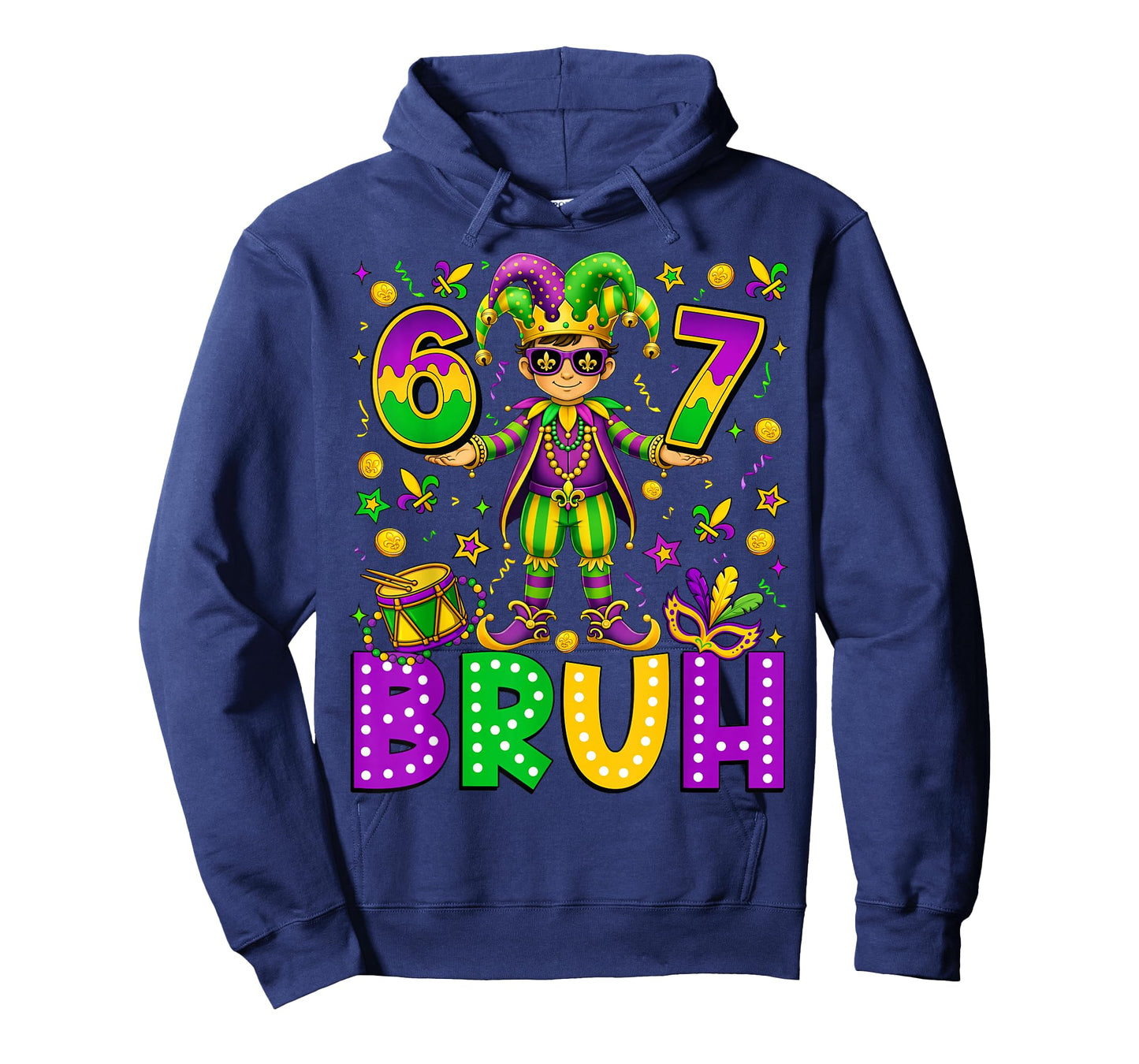 Mardi Gras Six Seven Bruh Funny Meme 6 7 Carnival Boy Kids T-Shirt
