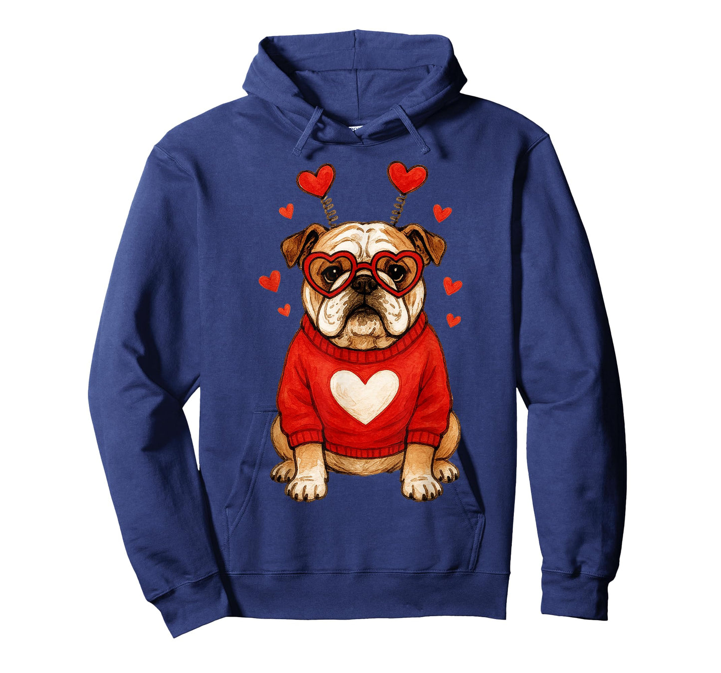 English Bulldog Dog Valentines Day Hearts Dog in Sweater Mom T-Shirt