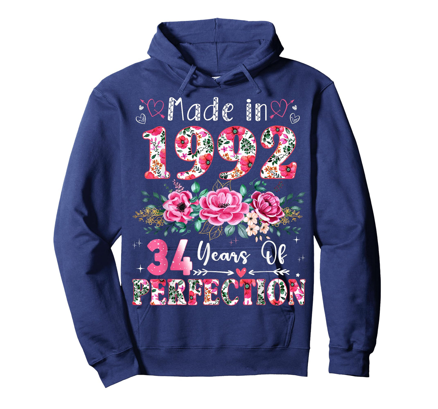 34 Year Old Made in 1992 Floral 34th Birthday Women T-Shirt