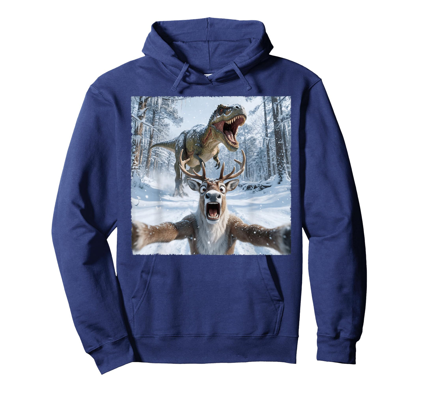 Funny Reindeer Selfie with T-Rex Dinosaur Christmas T-Shirt