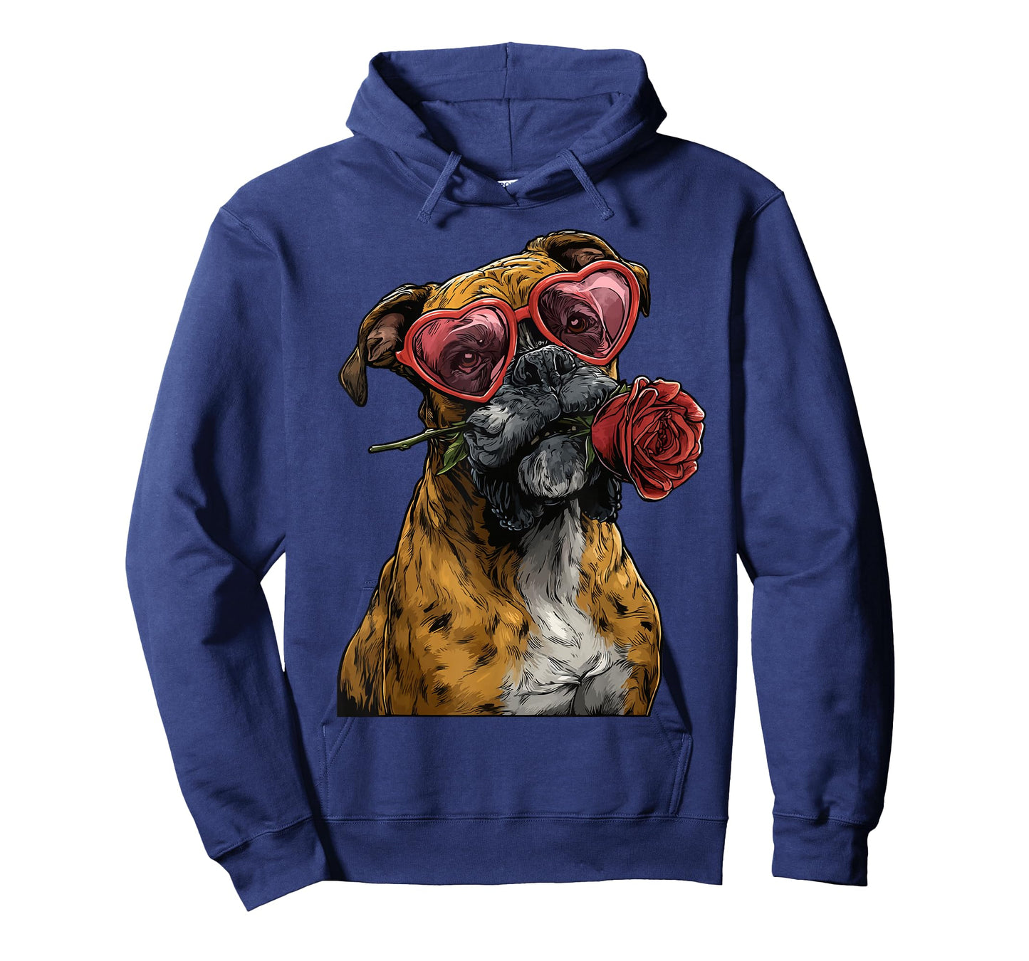 Cute Boxer with Heart Glasses Rose Valentine's Day Dog T-Shirt