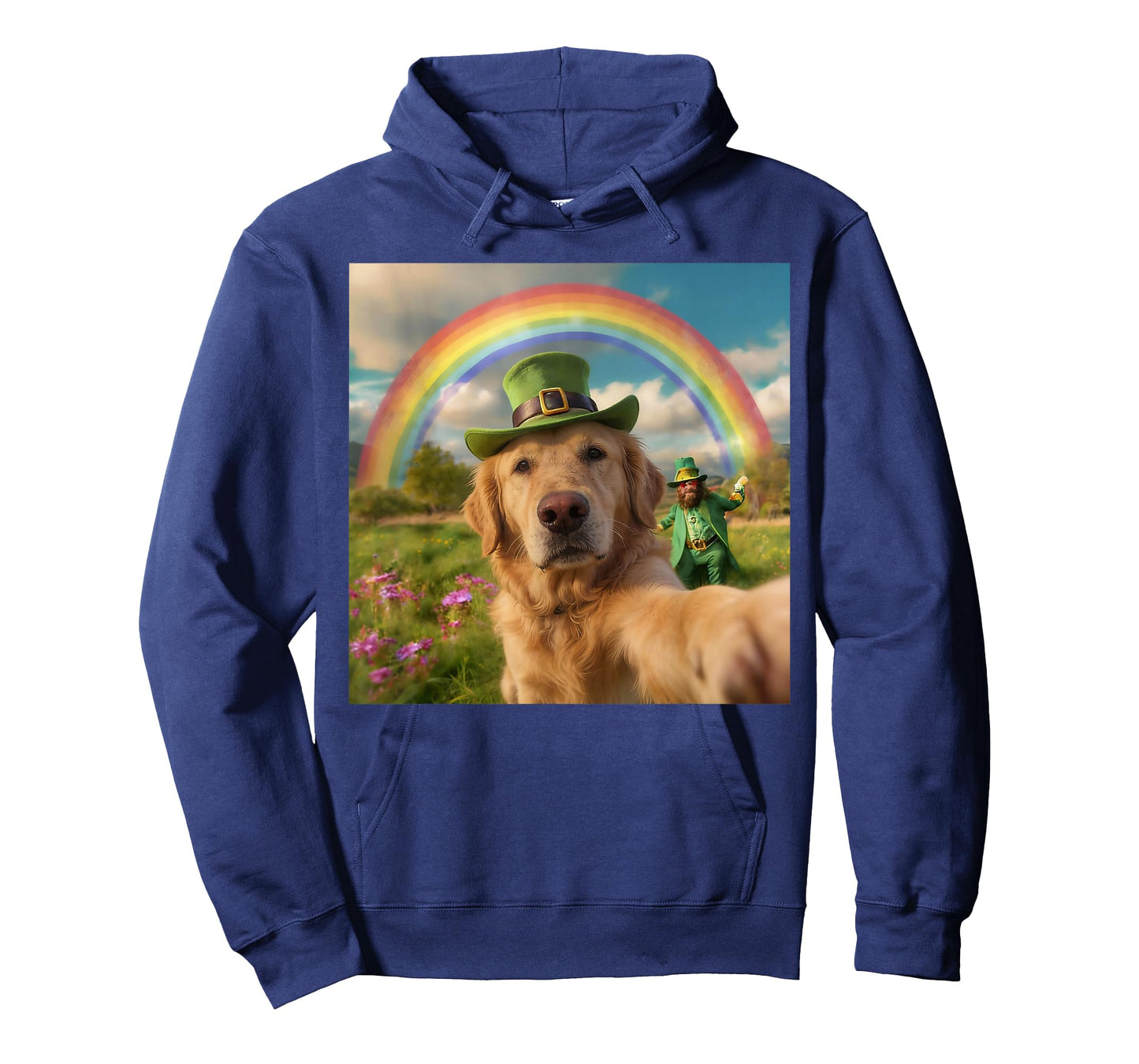 Golden Retriever Dog Selfie with Leprechaun St. Patricks Day T-Shirt
