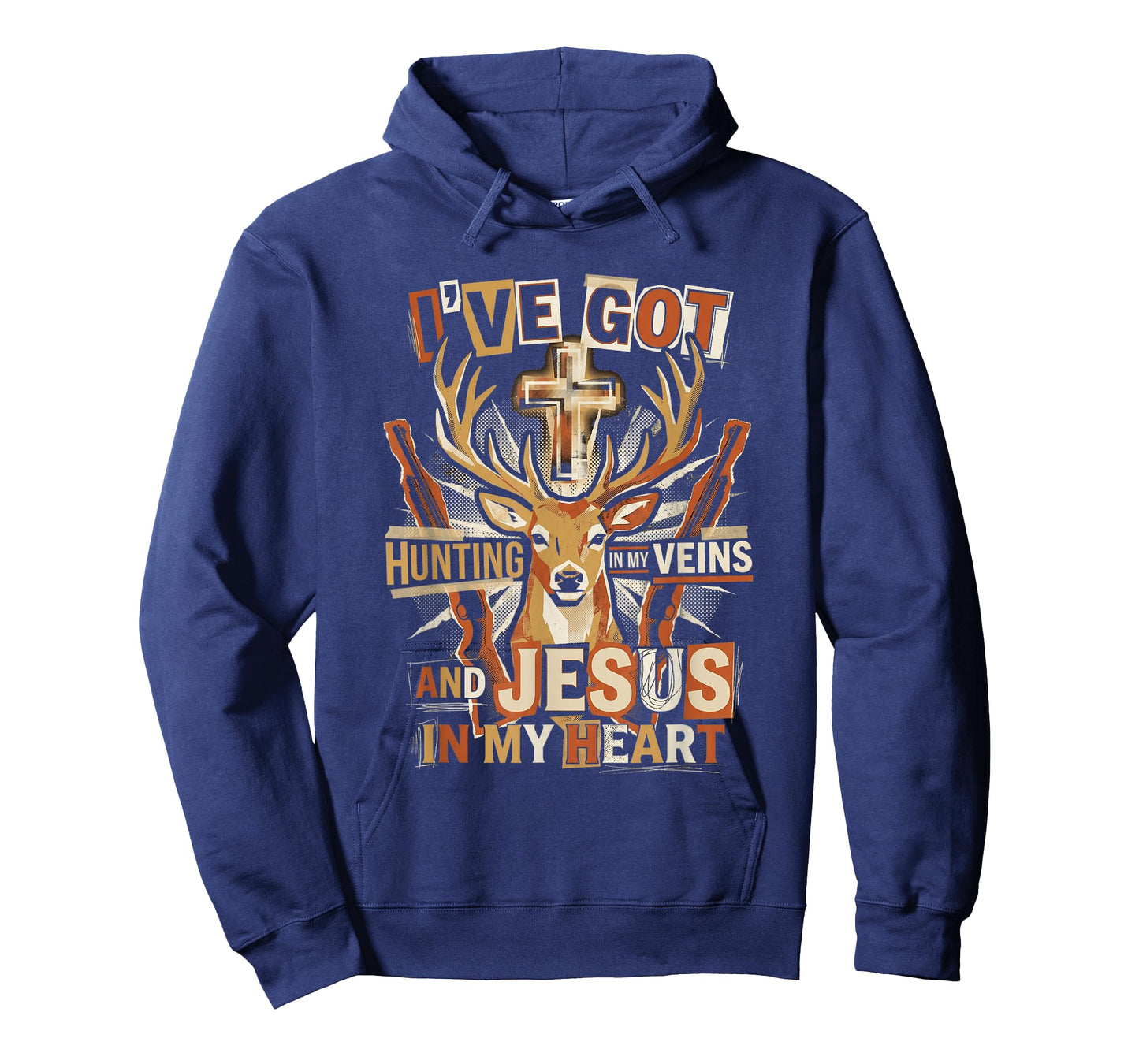 Hunting in My Veins Jesus in Heart Christian Deer Hunter T-Shirt