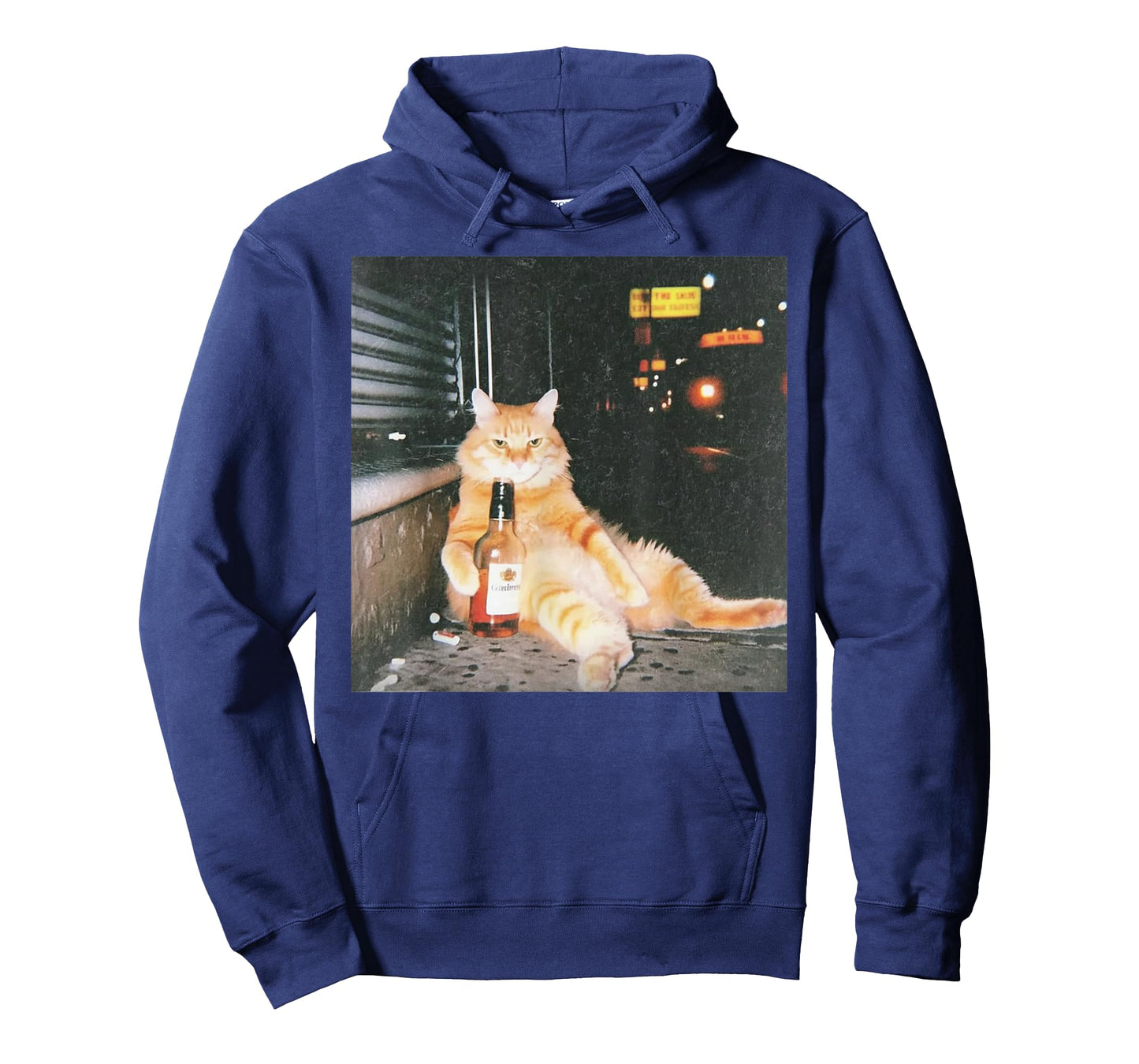 Vintage Drunk Cat Meme in Night Street Funny Cat Lover Gifts T-Shirt