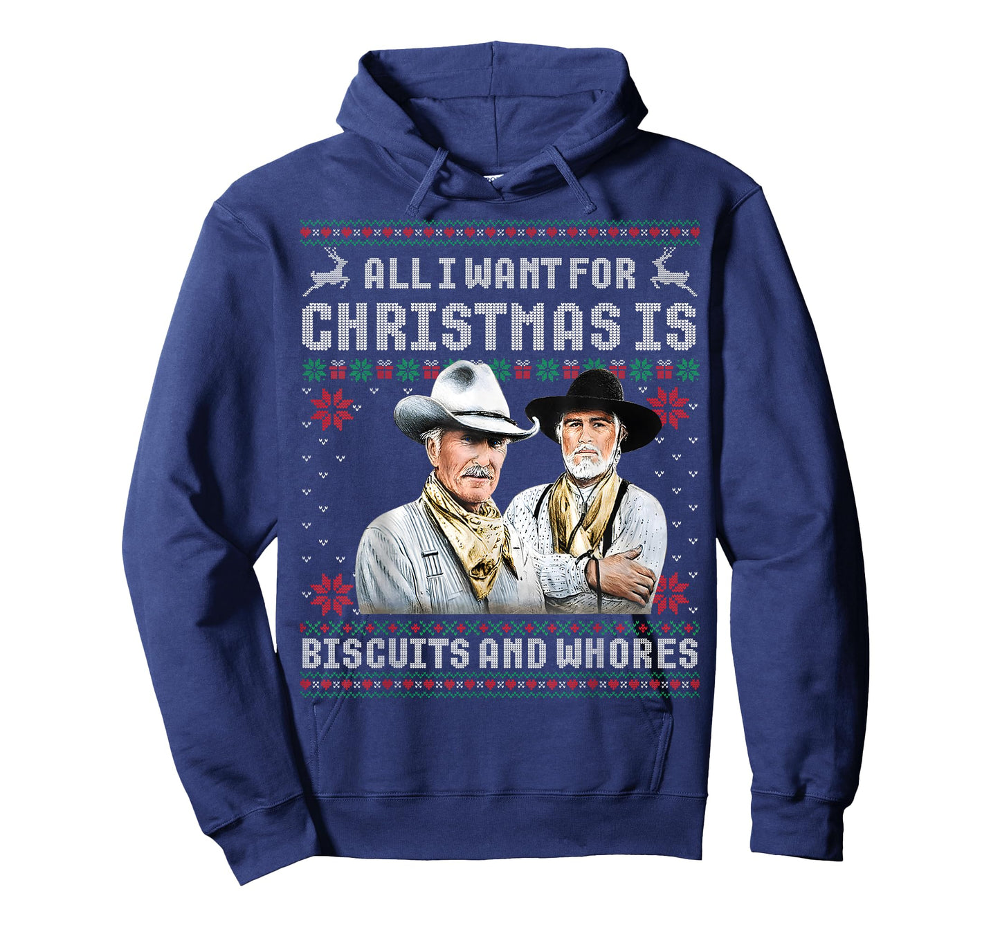 Western Cowboys Biscuits and Whores Christmas Quote Retro T-Shirt