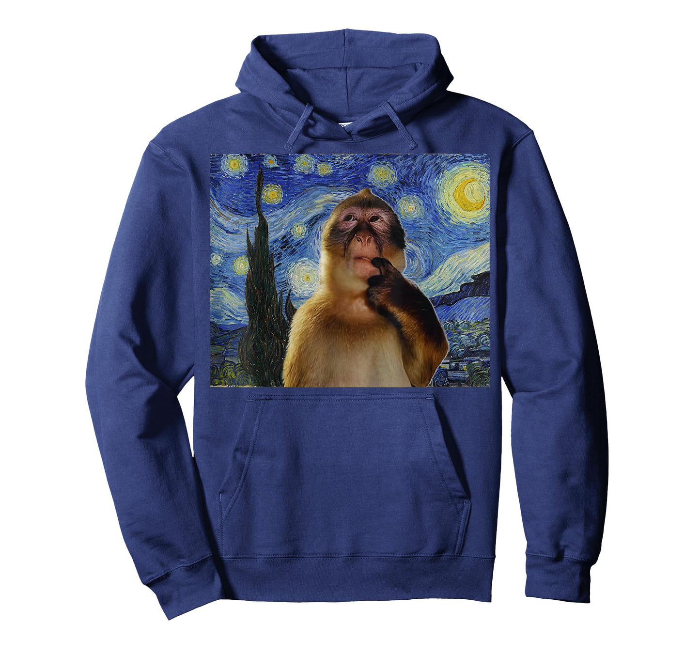 Monkey Thinking Funny Starry Night Monkey Meme Brainrot Gift T-Shirt