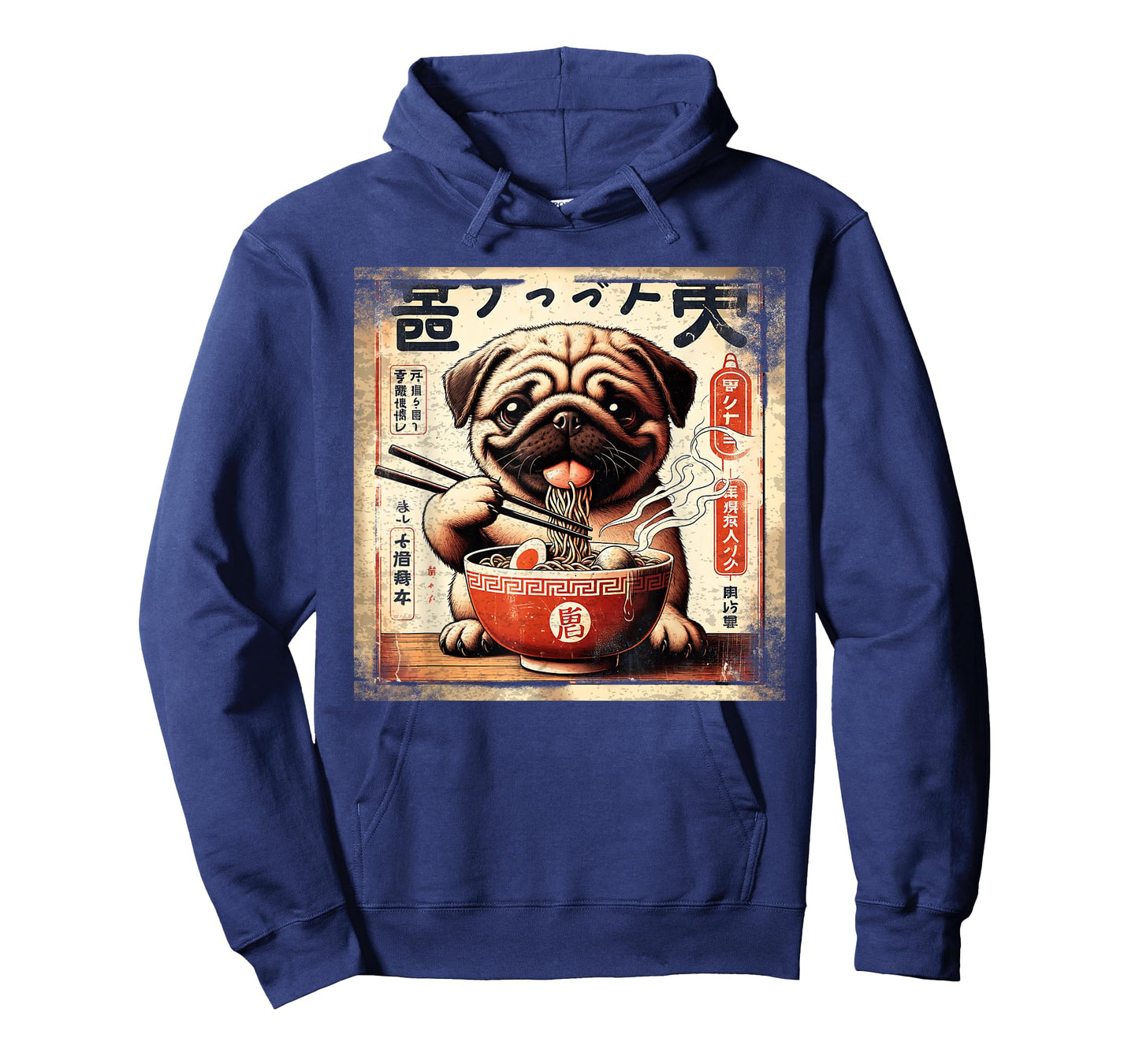Pug Eating Ramen Vintage Japanese Art Dog Graphic T-Shirt