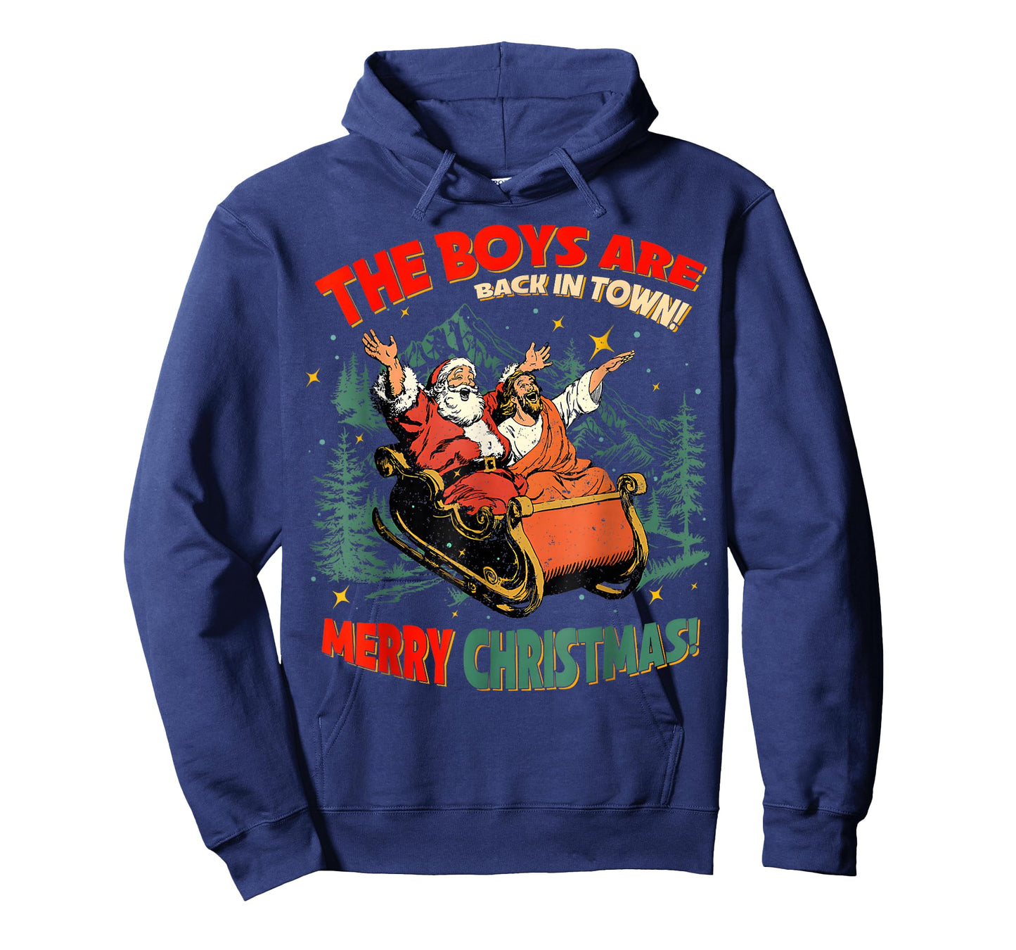 Funny Jesus Santa The Boys are Back in Town Merry Christmas T-Shirt