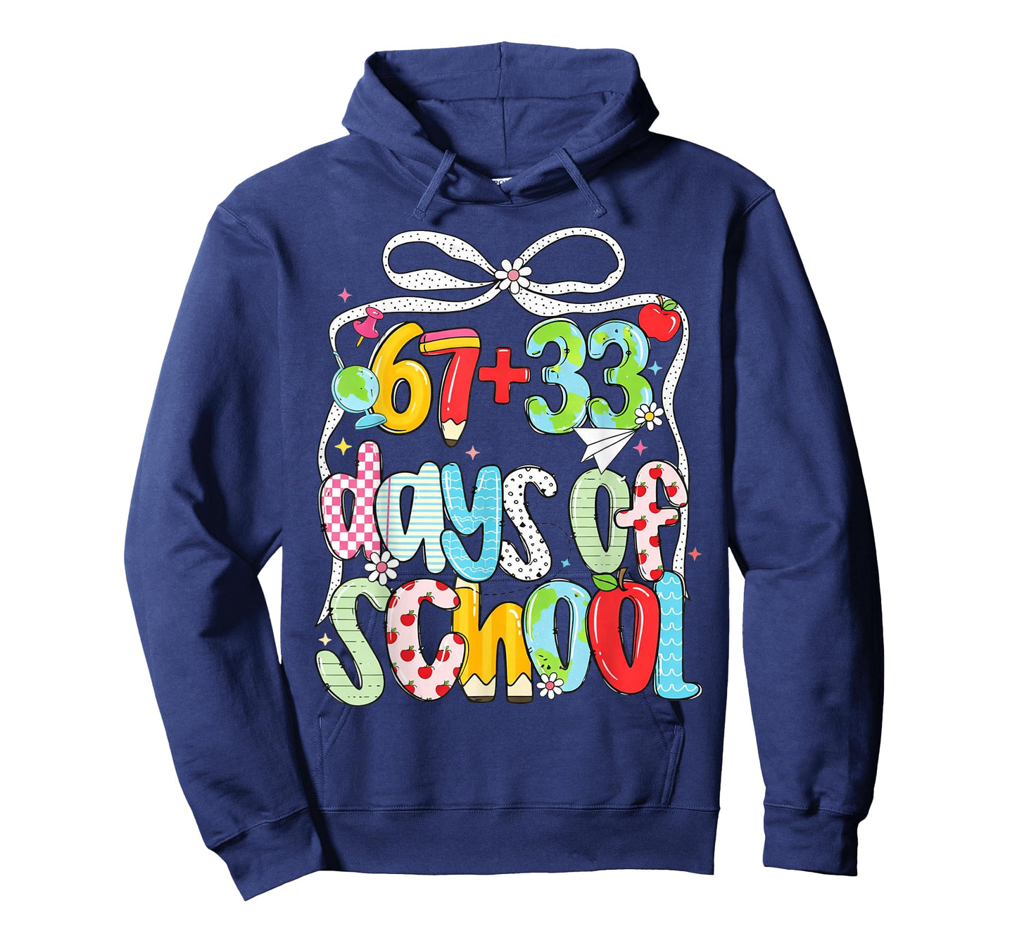 Preppy 67+33 Days of School Bow 100 Days Classroom T-Shirt