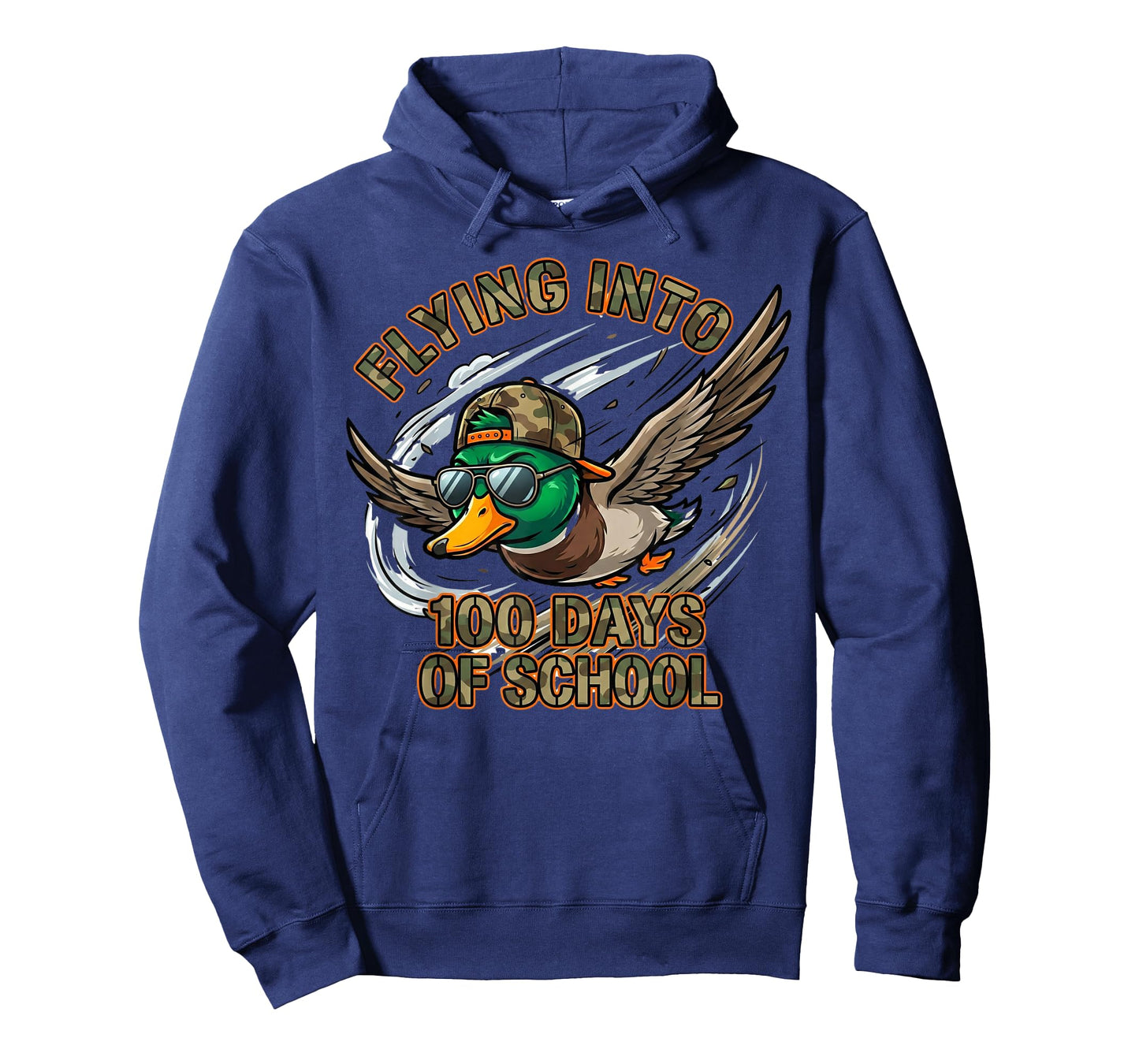 Flying Into 100 Days of School Camo Duck Hunting Boys T-Shirt