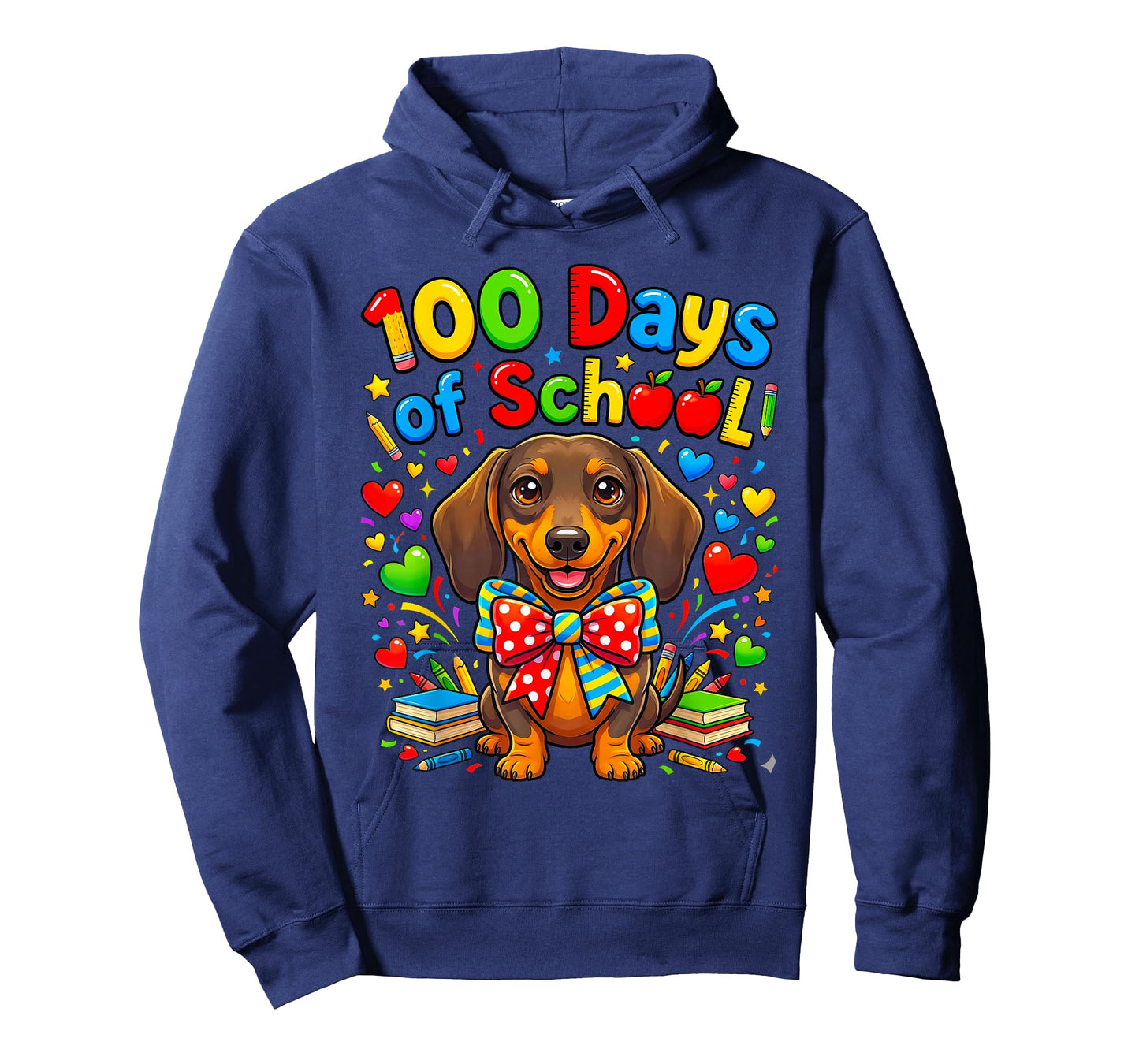 100 Days of School Dachshund Funny 100 Days Kids Teachers T-Shirt