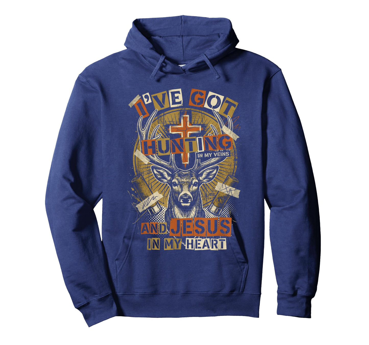 Hunting in My Veins Jesus in Heart Christian Deer Hunter T-Shirt