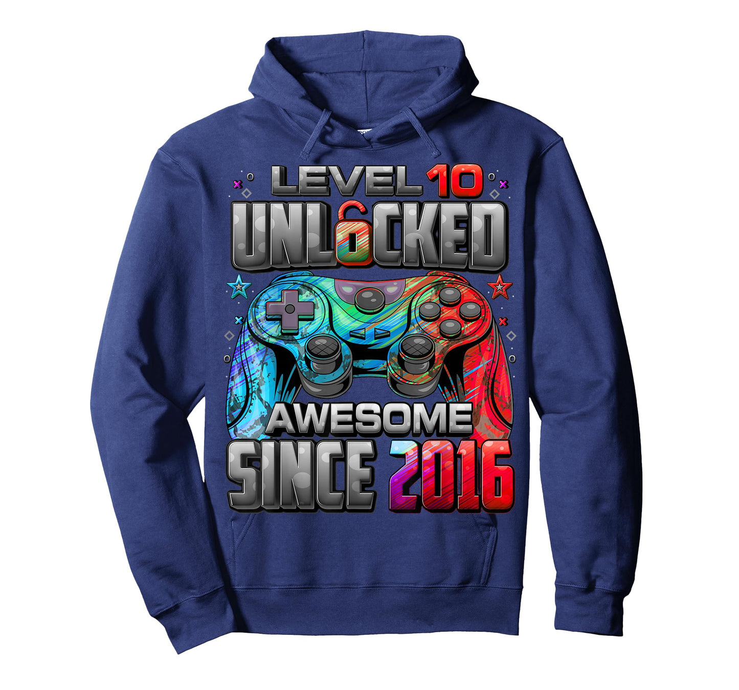 Level 10 Unlocked Awesome Since 2016 10th Birthday Gaming T-Shirt