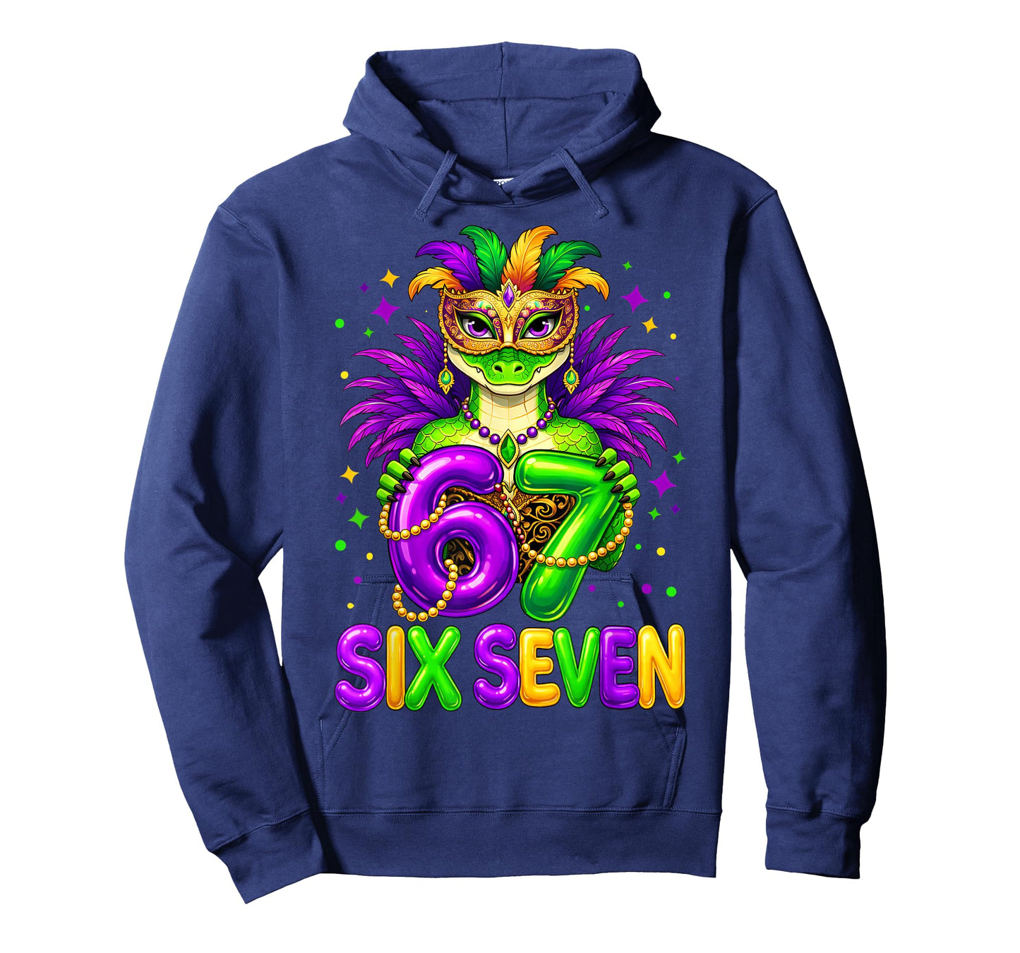 67 Mardi Gras Alligator 6 7 Beads Mask Six Seven Meme Women T-Shirt