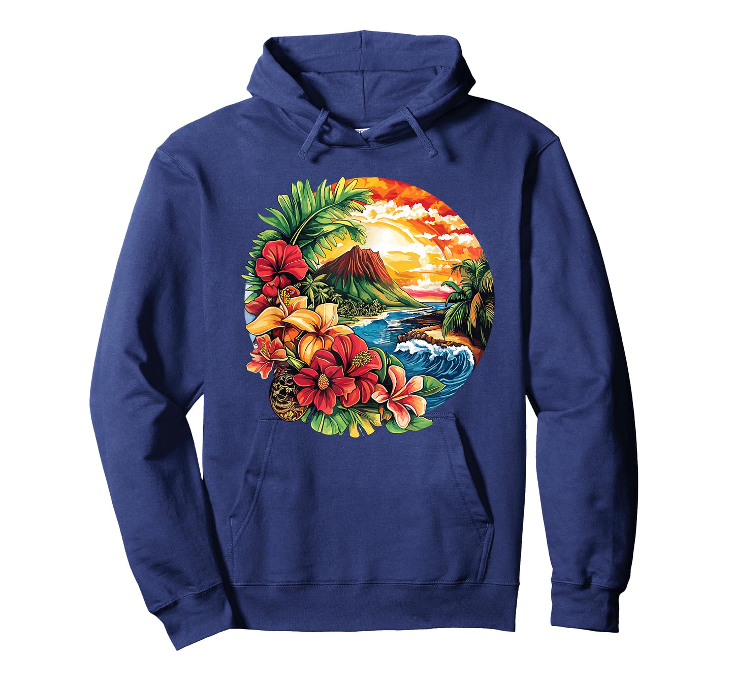 Hawaiian Beach Landscape Hibiscus Flowers Wave T-Shirt