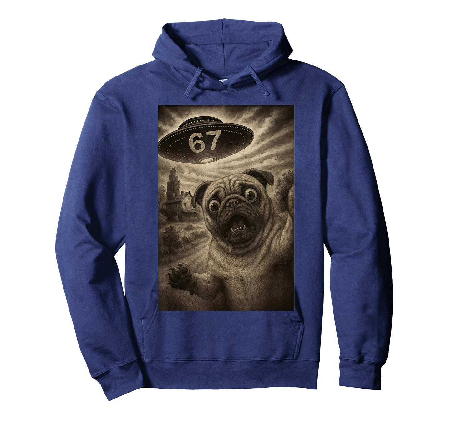 Dog Pug Selfie 67 Meme Six Seven Funny UFO T-Shirt