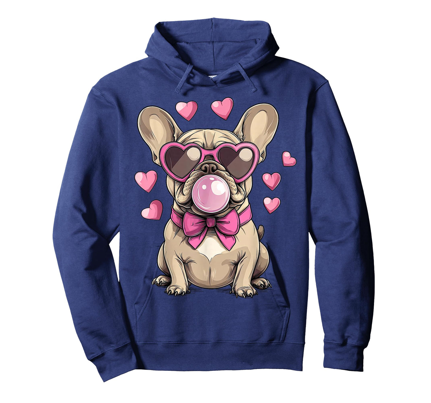 French Bulldog Blowing Bubble Heart Glasses Valentine Day T-Shirt