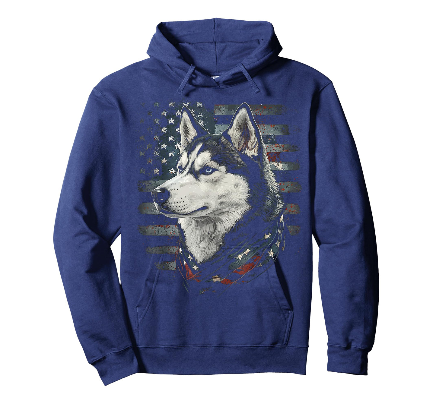 Siberian Husky Dog American Flag Patriotic Vintage USA T-Shirt