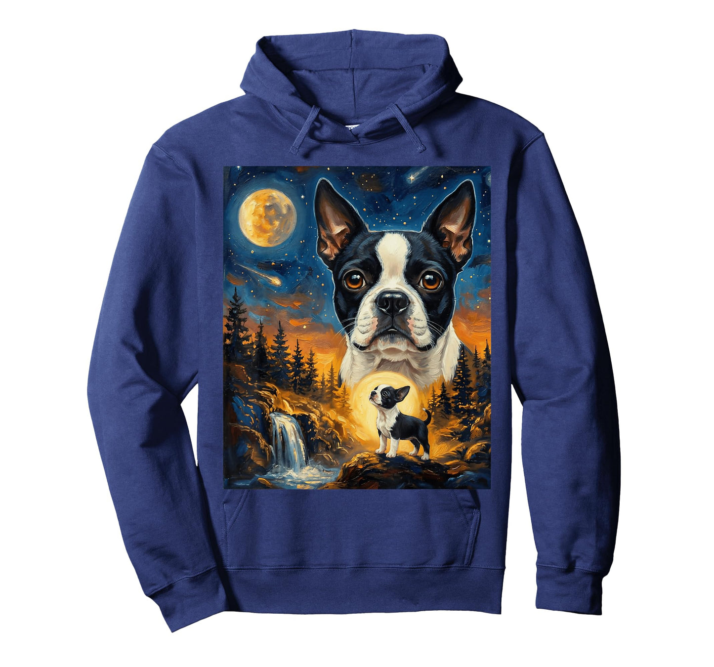 Boston Terrier Howling to The Moon Vintage Dog T-Shirt