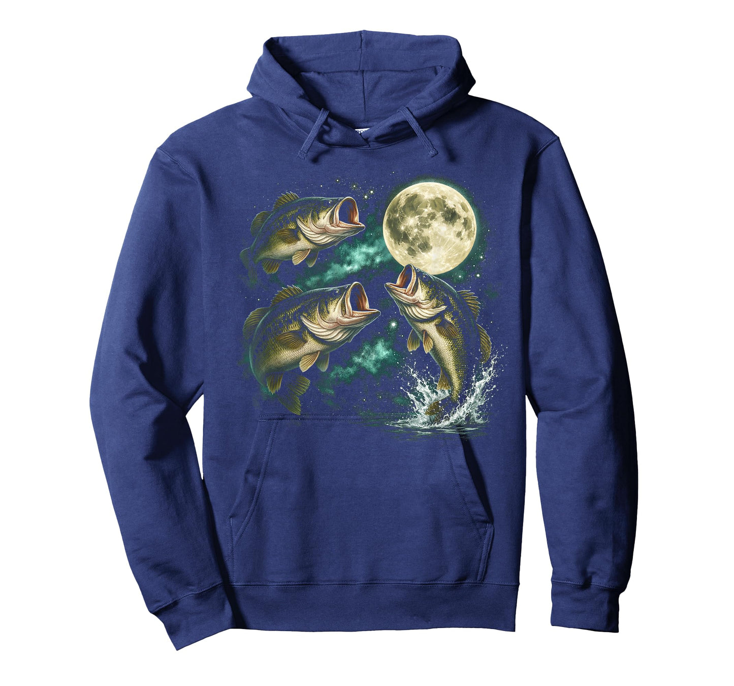 Bass Fish Howling to The Moon Vintage Angler Fisherman T-Shirt