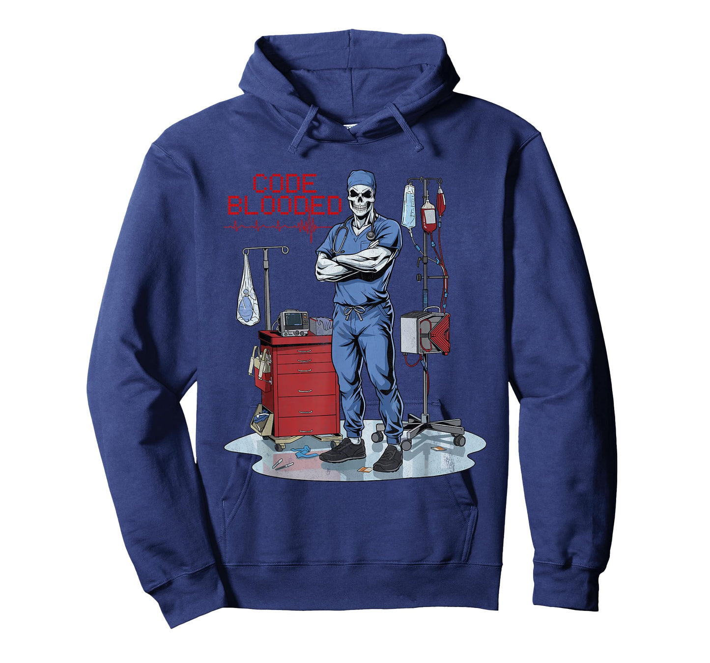 Code Blooded ER Nurse Emergency Room Department Skeleton Tee T-Shirt