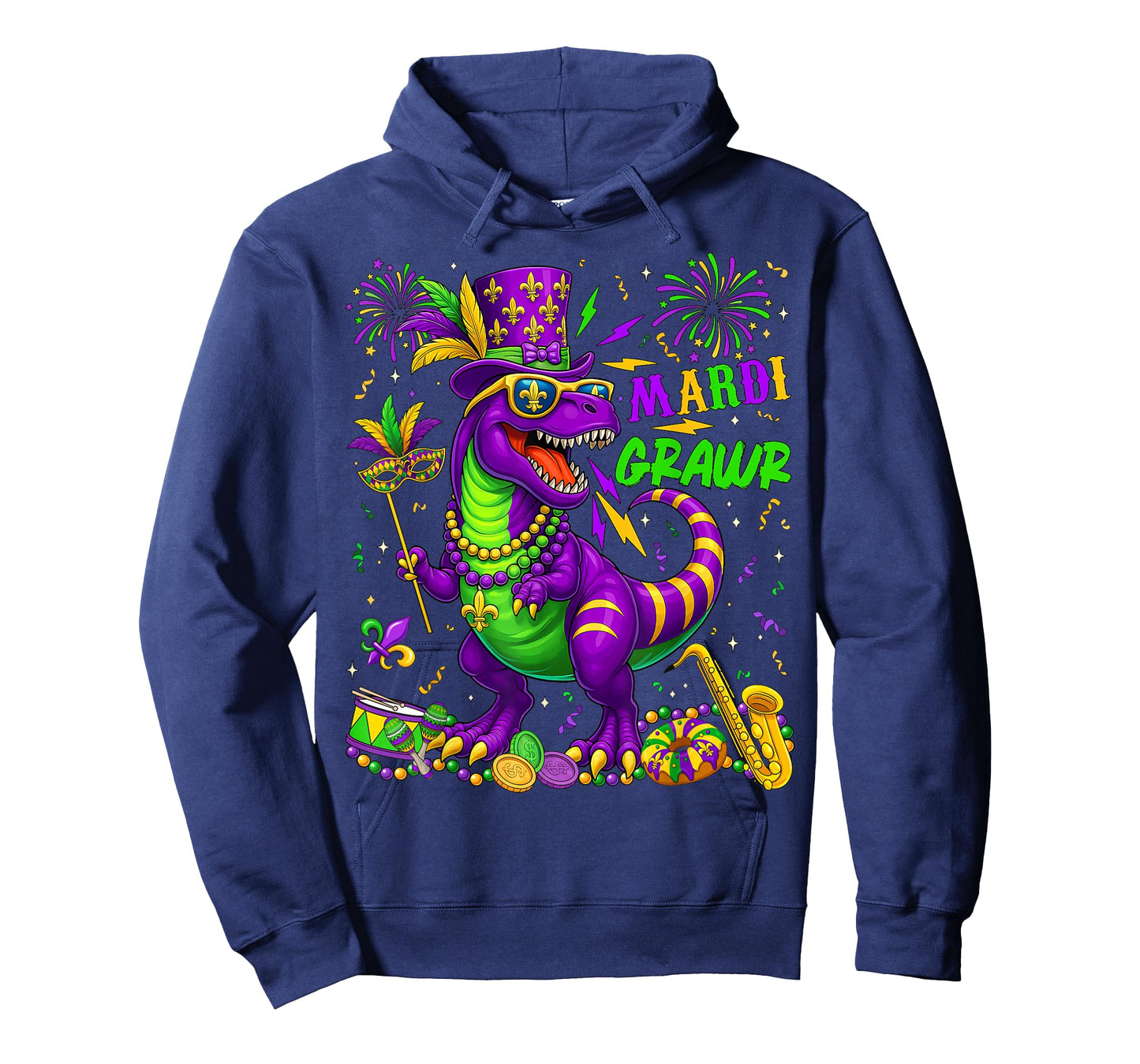 Mardi Grawr T-Rex Dino Mardi Gras Dinosaur Beads Men Boy Kid T-Shirt
