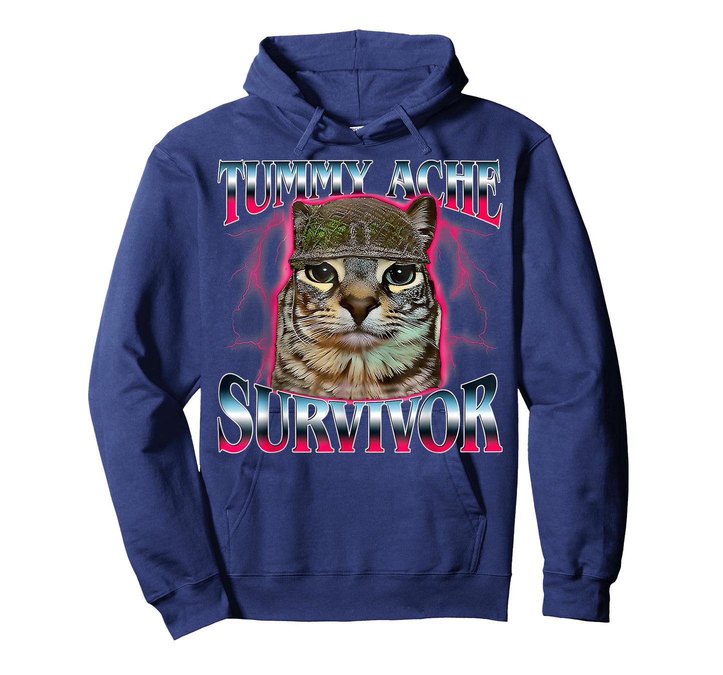 Tummy Ache Survivor Cat Meme Funny Saying Cats Animals Quote T-Shirt