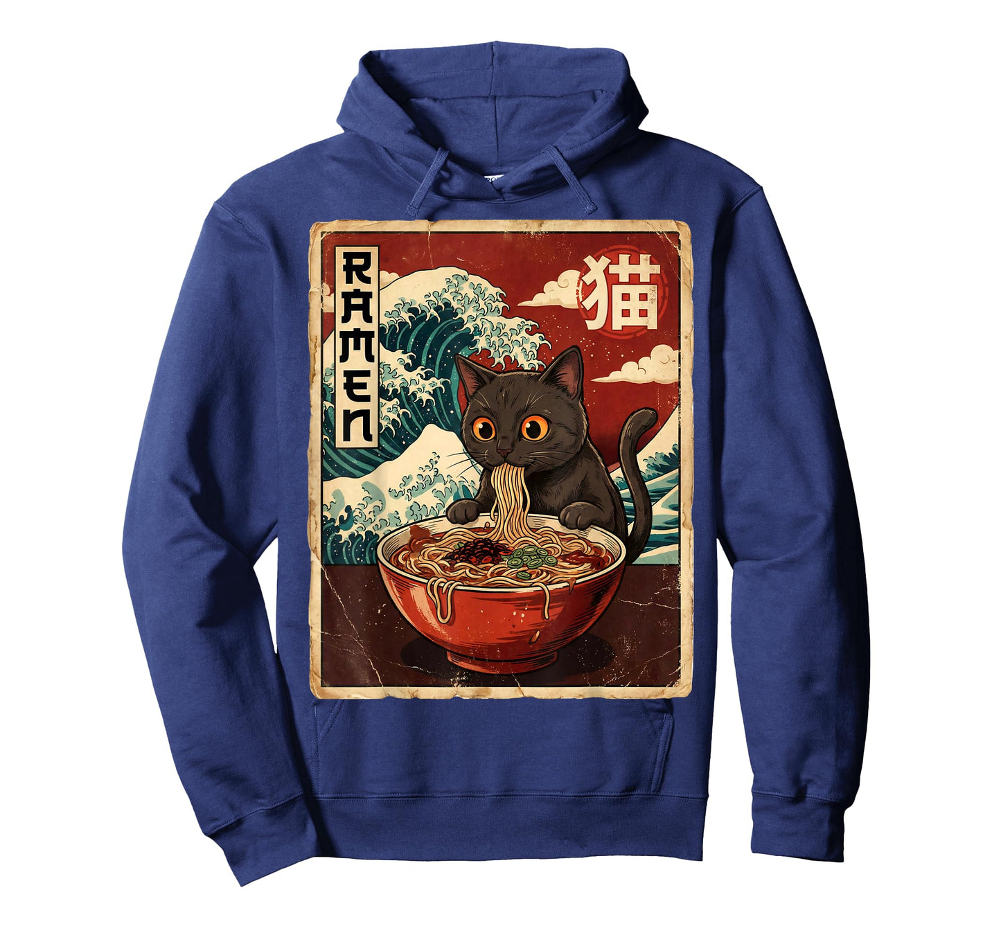 Funny Graphic Vintage Cat Ramen Japanese Ukiyo-e Woodblock T-Shirt