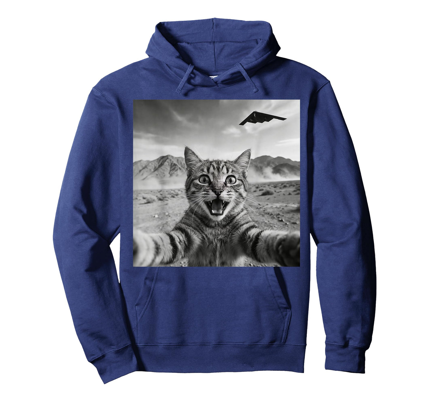 B-2 Bomber Stealth Flyover USA UFO Aircraft Funny Cat Selfie T-Shirt