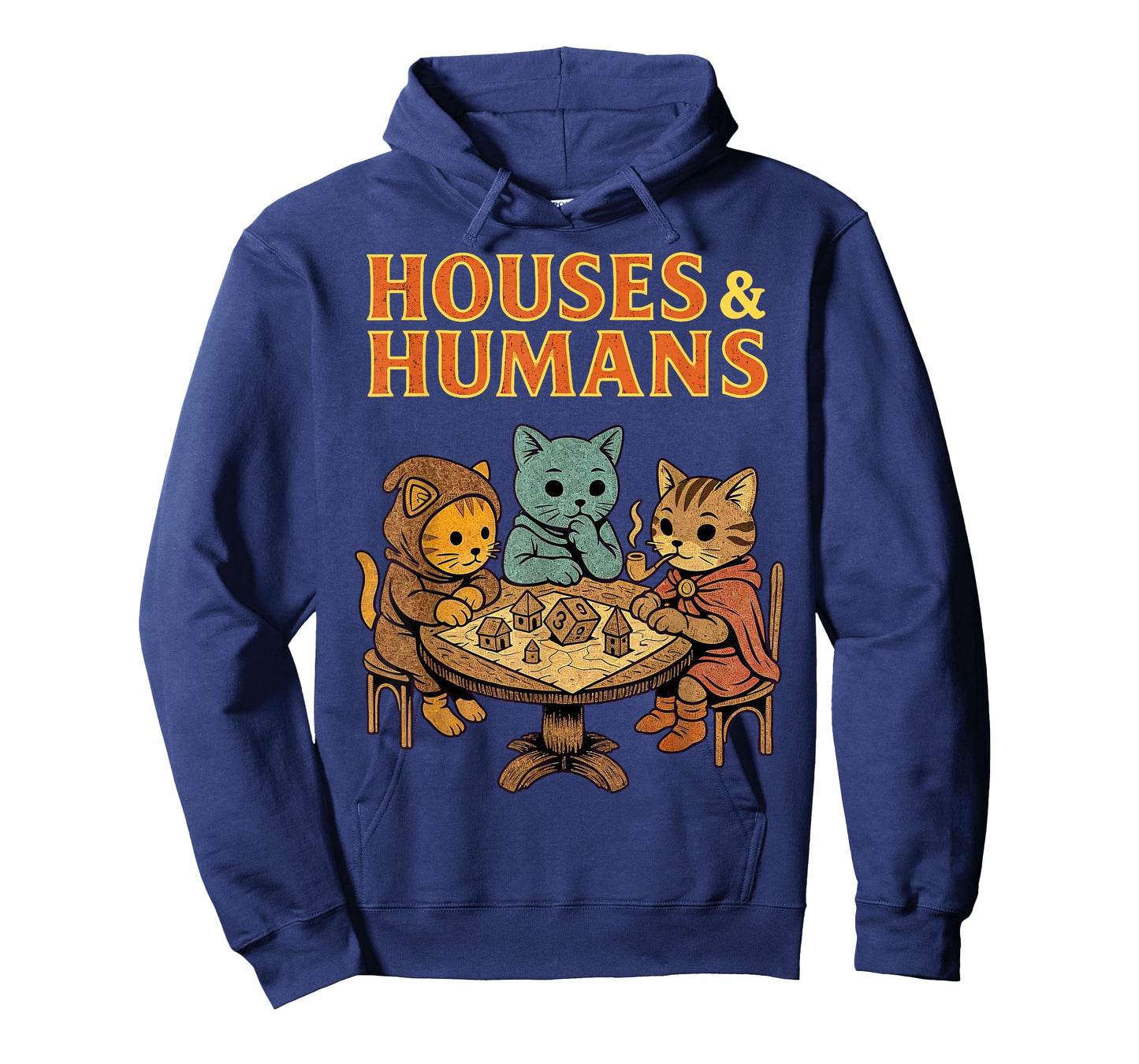 Funny RPG Gaming Cat Houses and Humans for Men Boys T-Shirt