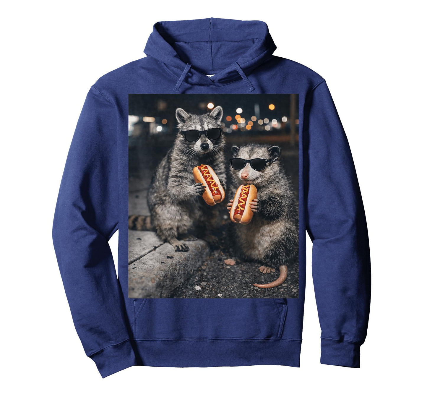 Funny Raccoon and Opossum Eating Hotdogs. Raccoon Lover T-Shirt