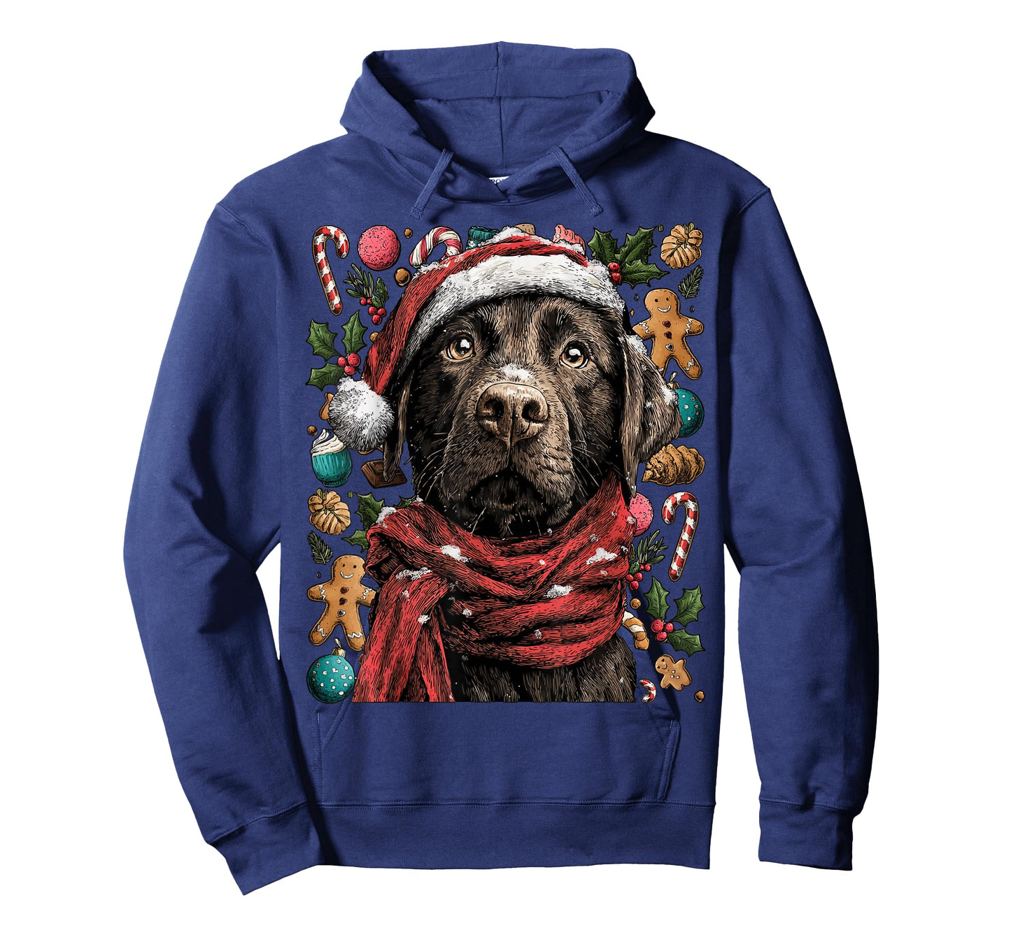 Festive Labrador Retriever in Santa Hat Winter Christmas Dog T-Shirt