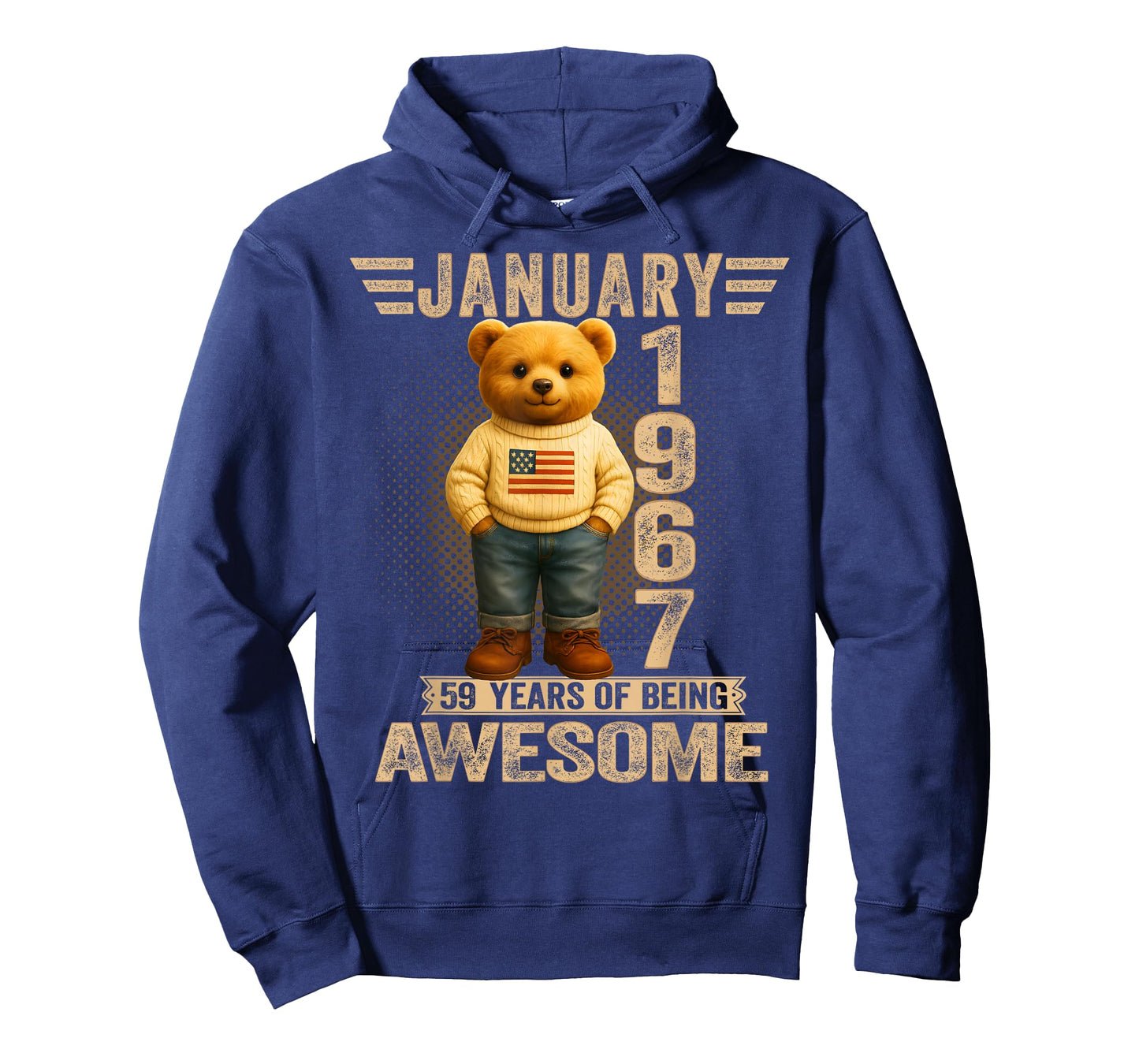 59 Year Old January 1967 Teddy Bear 59th Birthday Men Women T-Shirt