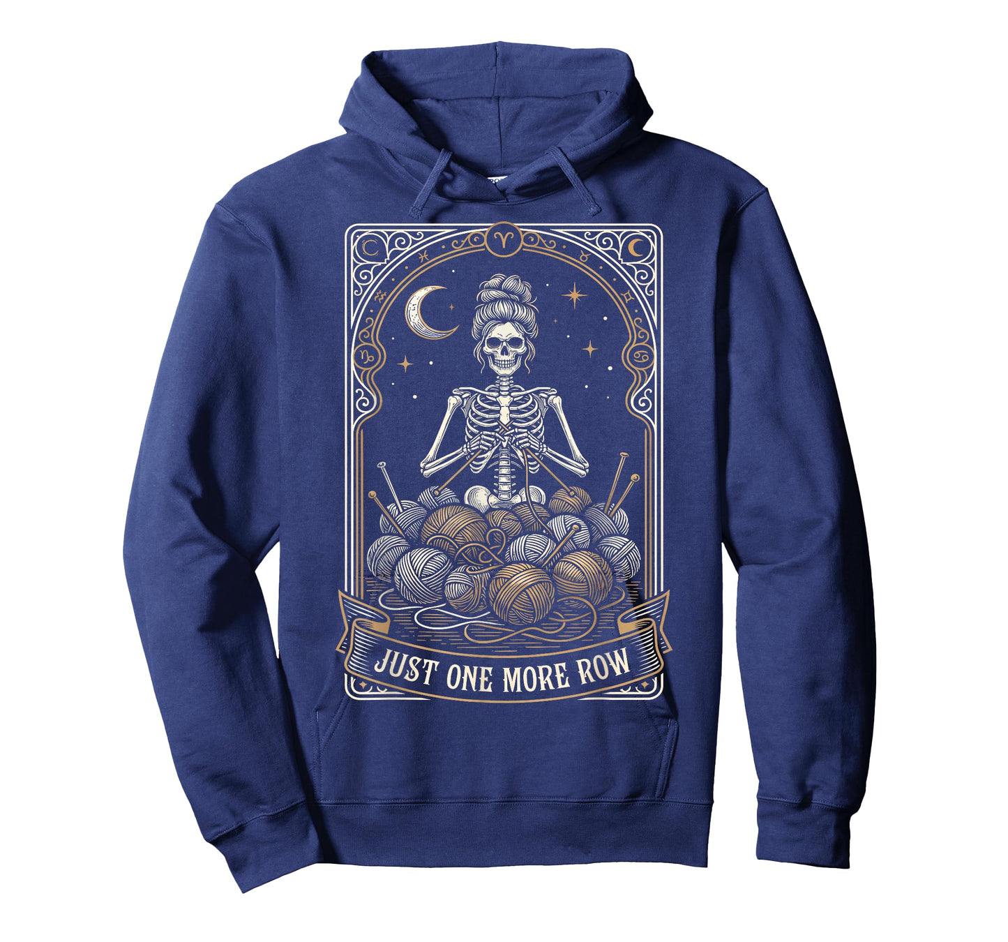 Skeleton Just One More Row Knitting Tarot Card Hobbyist T-Shirt