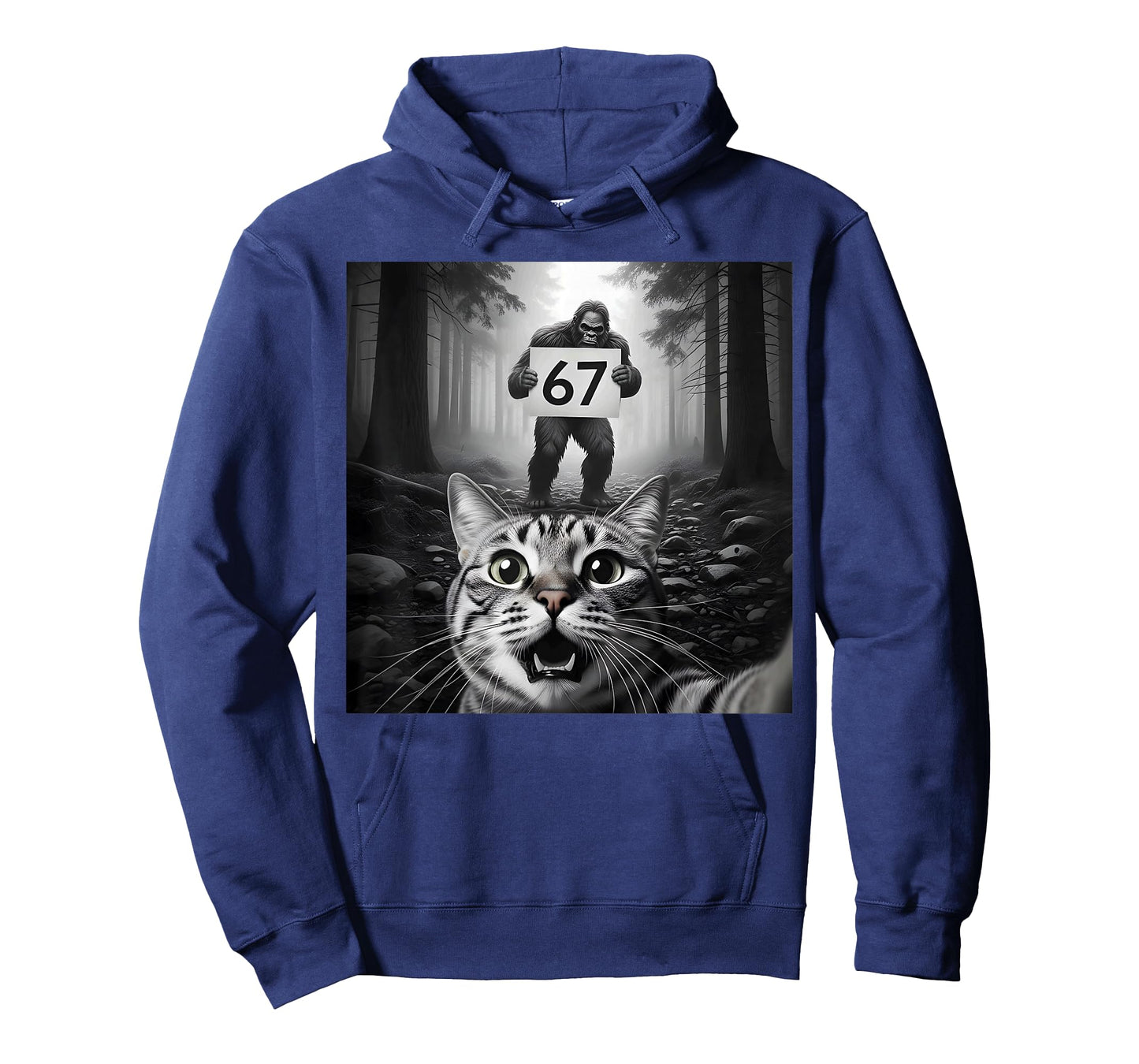 Funny Cat Selfie with Bigfoot 67 Six Seven Meme Men Boy Kids T-Shirt
