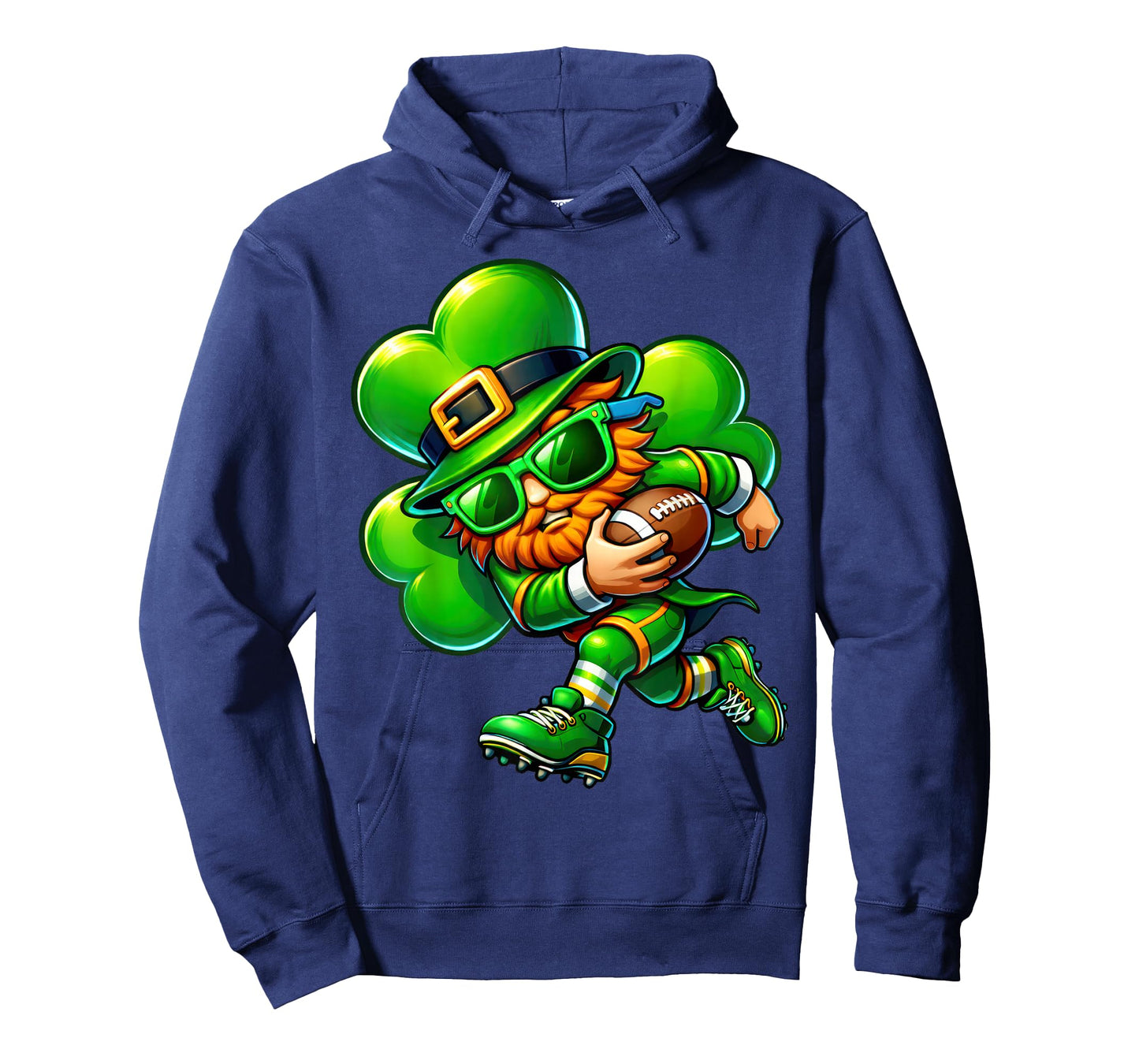 Funny Leprechaun Playing Football Kids Boys Mens T-Shirt