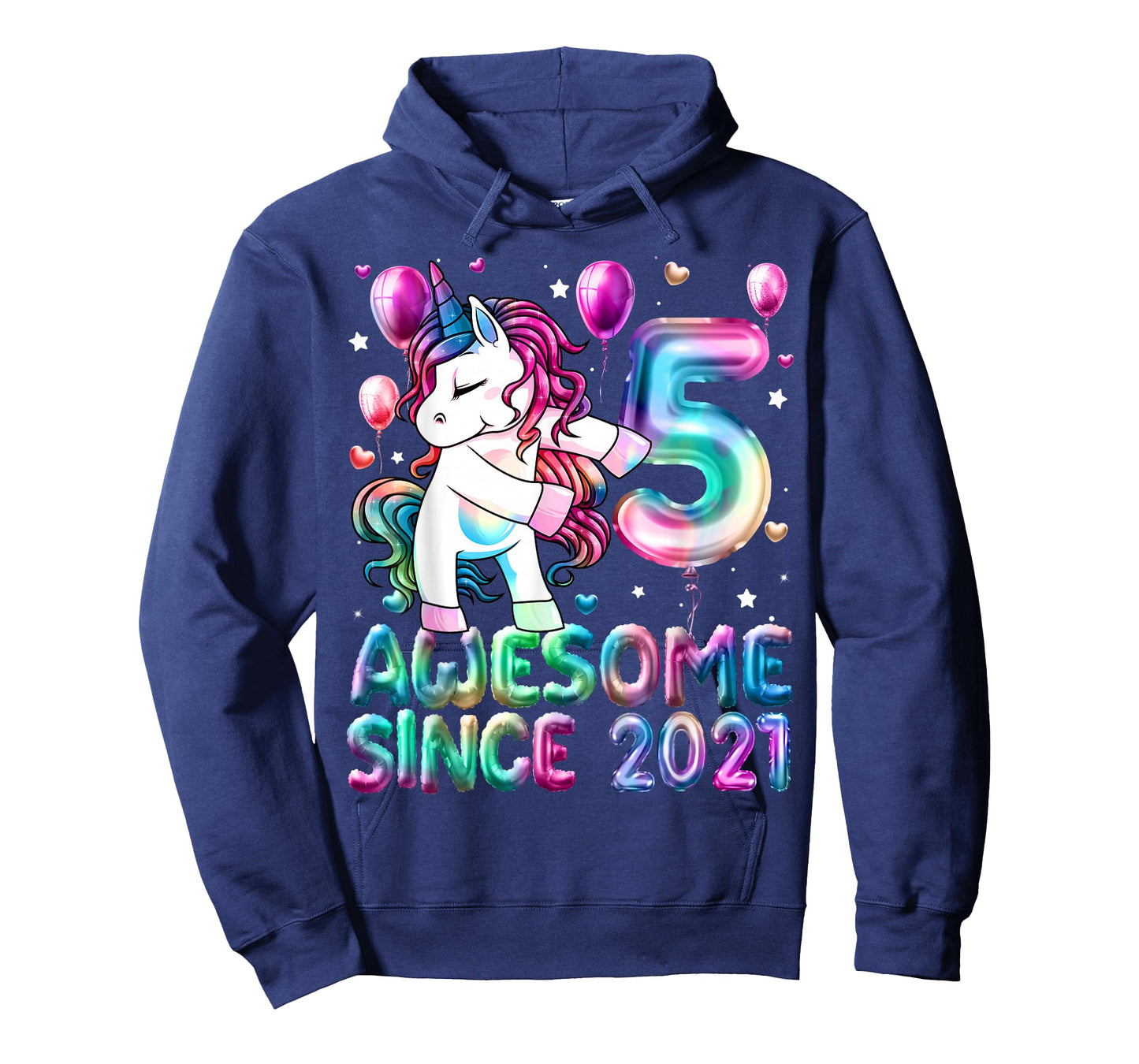 5 Year Old Girl Awesome Since 2021 Unicorn 5th Birthday Girl T-Shirt