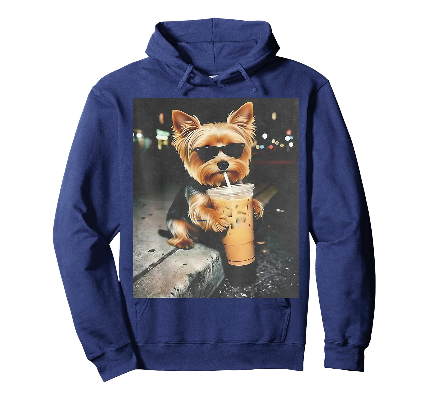 Funny Yorkie Drinking Iced Coffee Cute Dog Meme Humor T-Shirt
