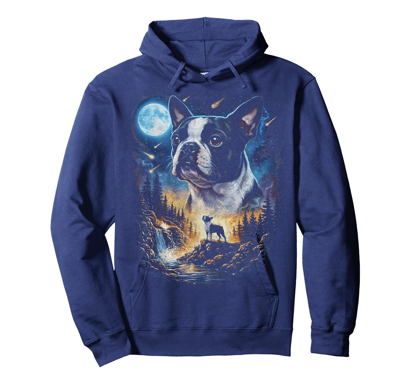 Boston Terrier Howling at The Moon Vintage Dog Art T-Shirt
